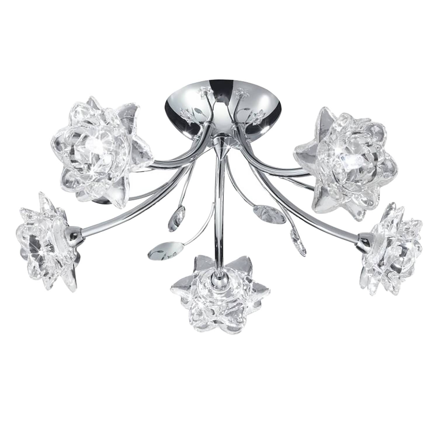 Bellis II 5-flammige Deckenleuchte Glas Silber