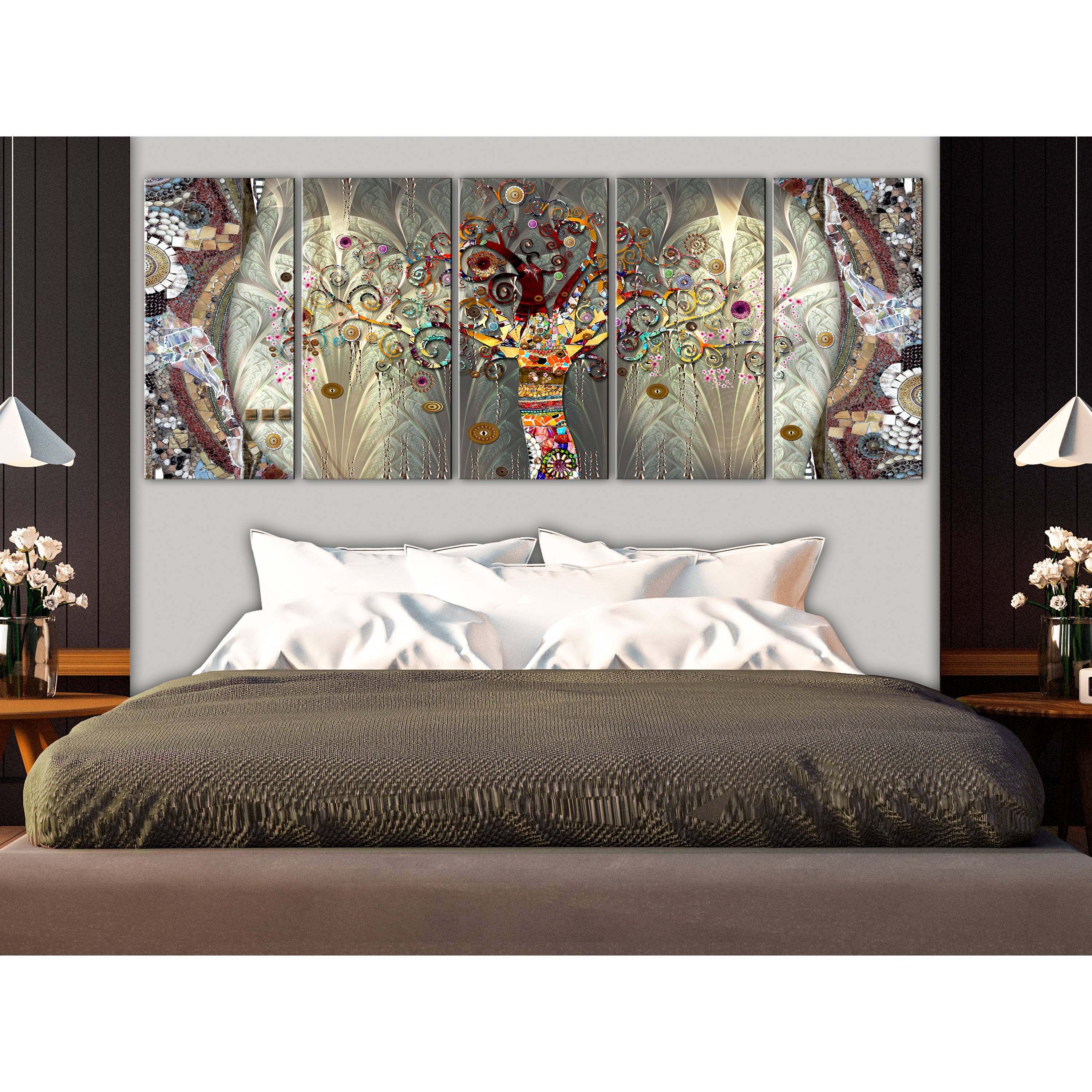 Wandbild Tree of Life (5-teilig) MDF / Leinwand Mehrfarbig
