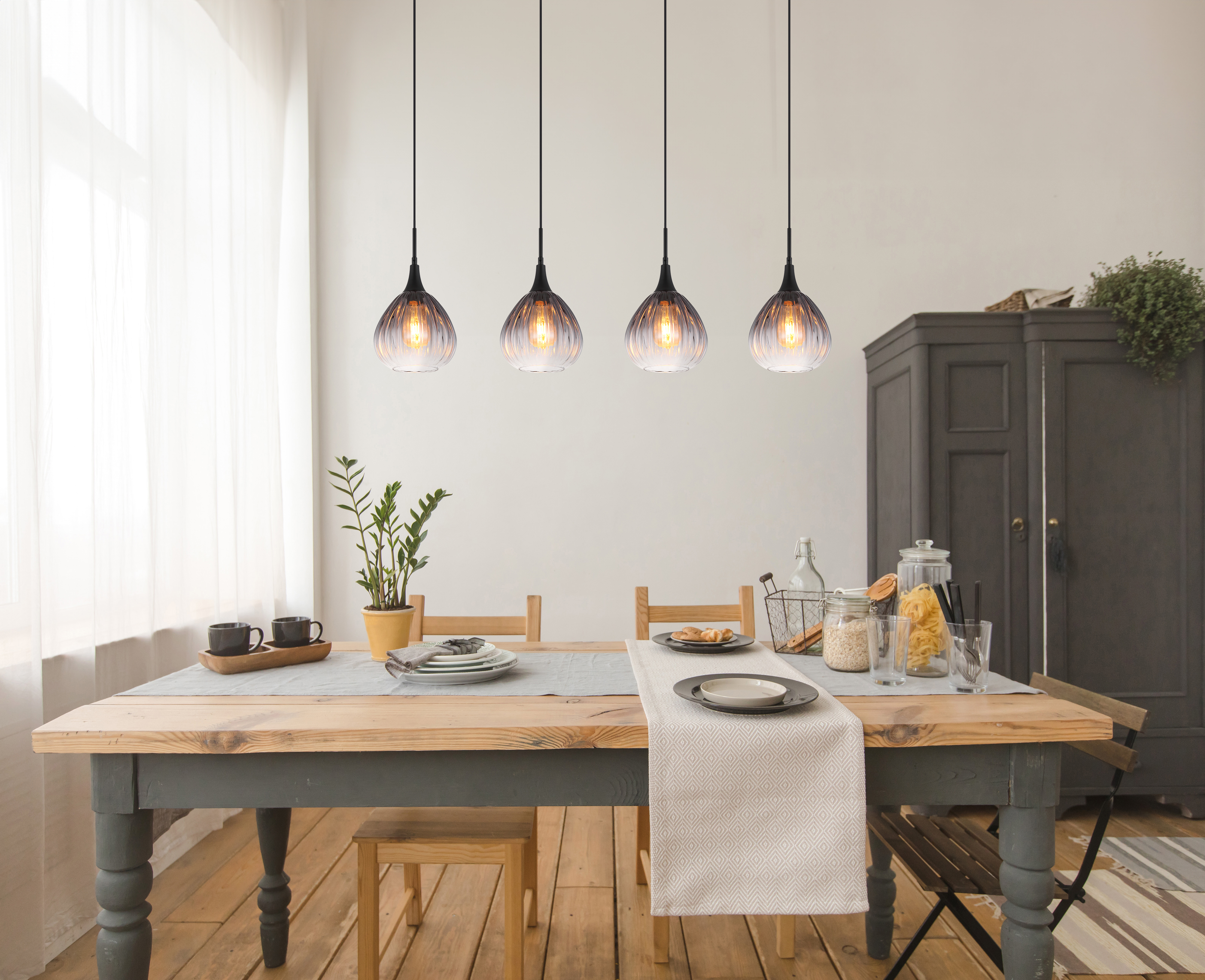 Olsen Pendant Light Type B 4-Light Smoked Glass Black