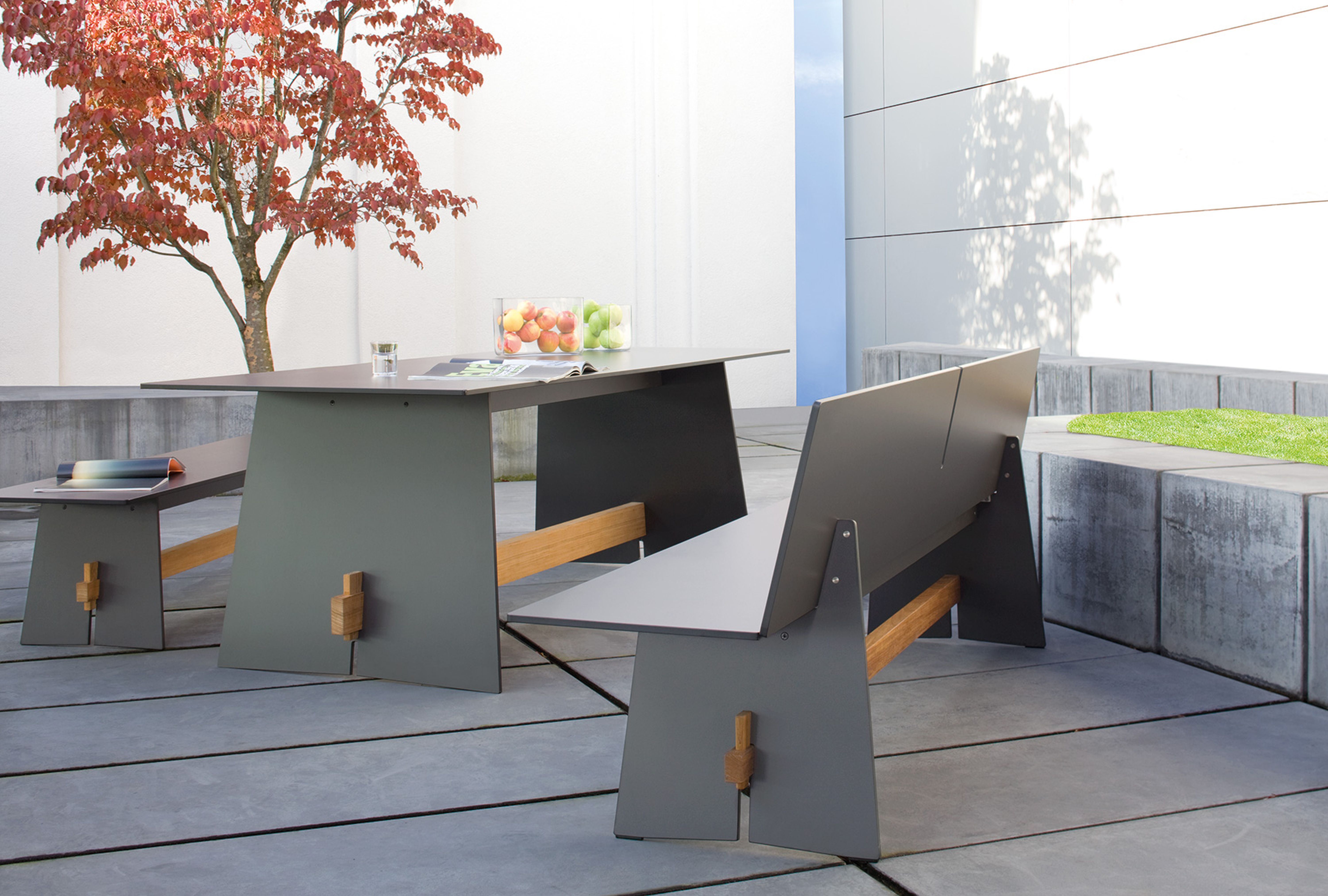 Tension Bank with backrest Grey