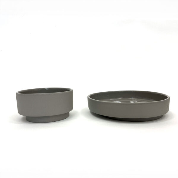 Dish set 5 persons Ceramic Light gray