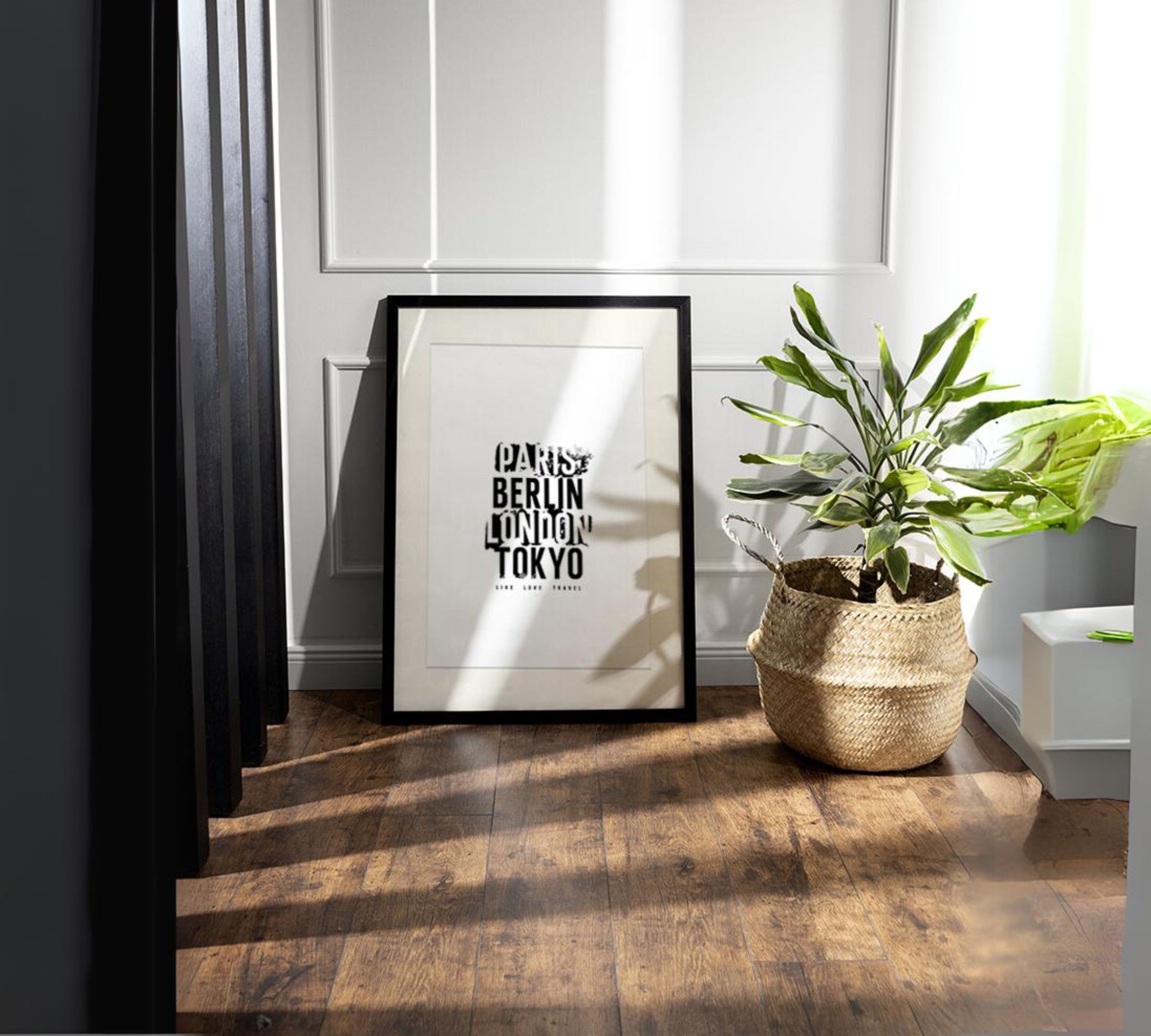Live Love Travel Art Print with Frame Black White