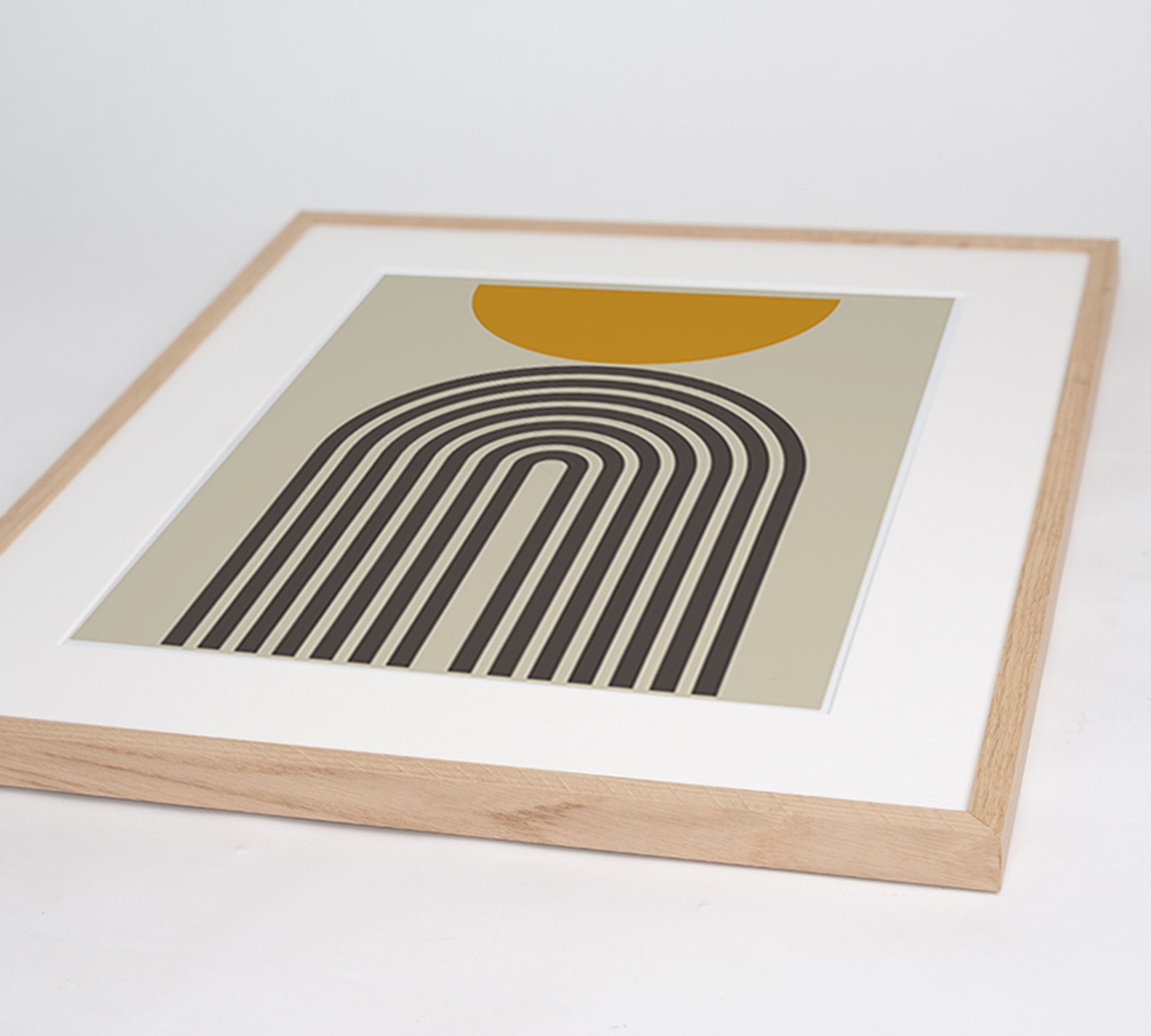Mid Century Modern Art Print with Frame Multicolored