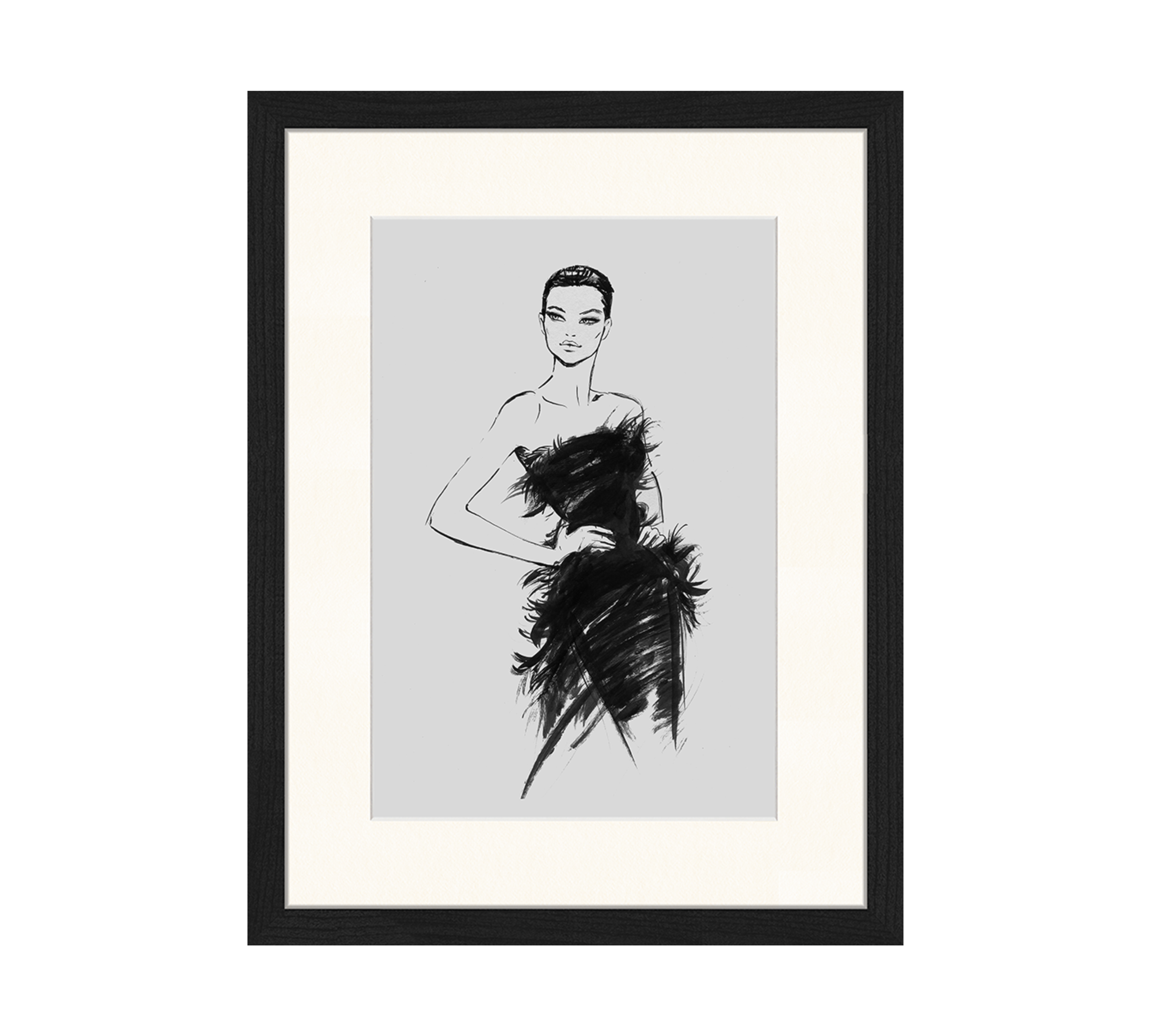 Fashion Art Print with Frame Black White