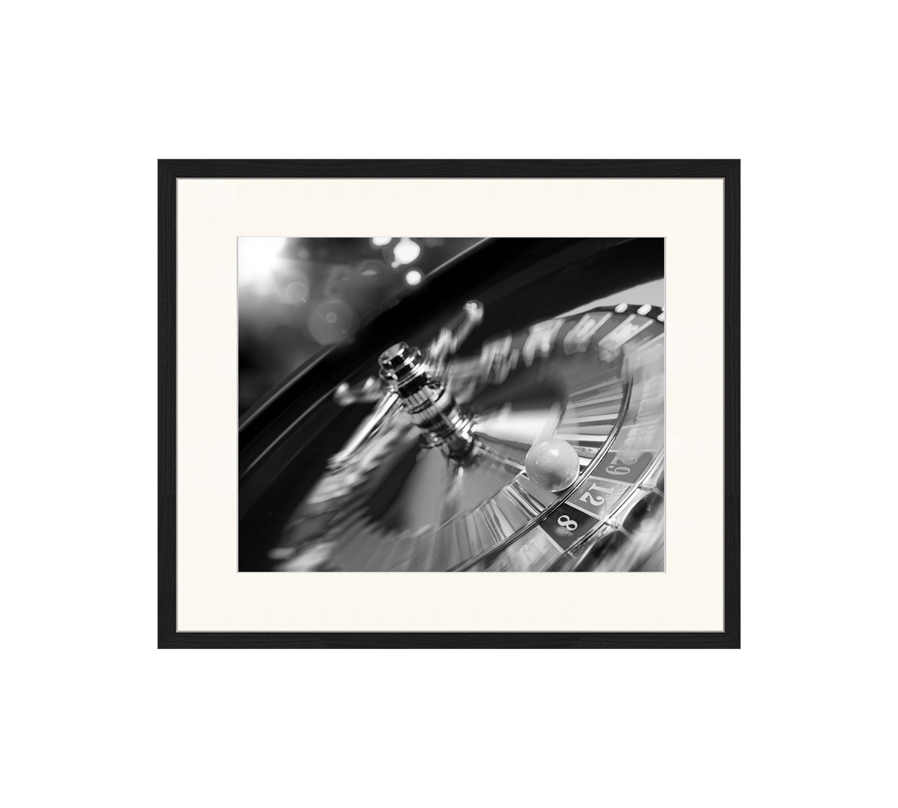Roulette Wheel Art Print with Frame Black White