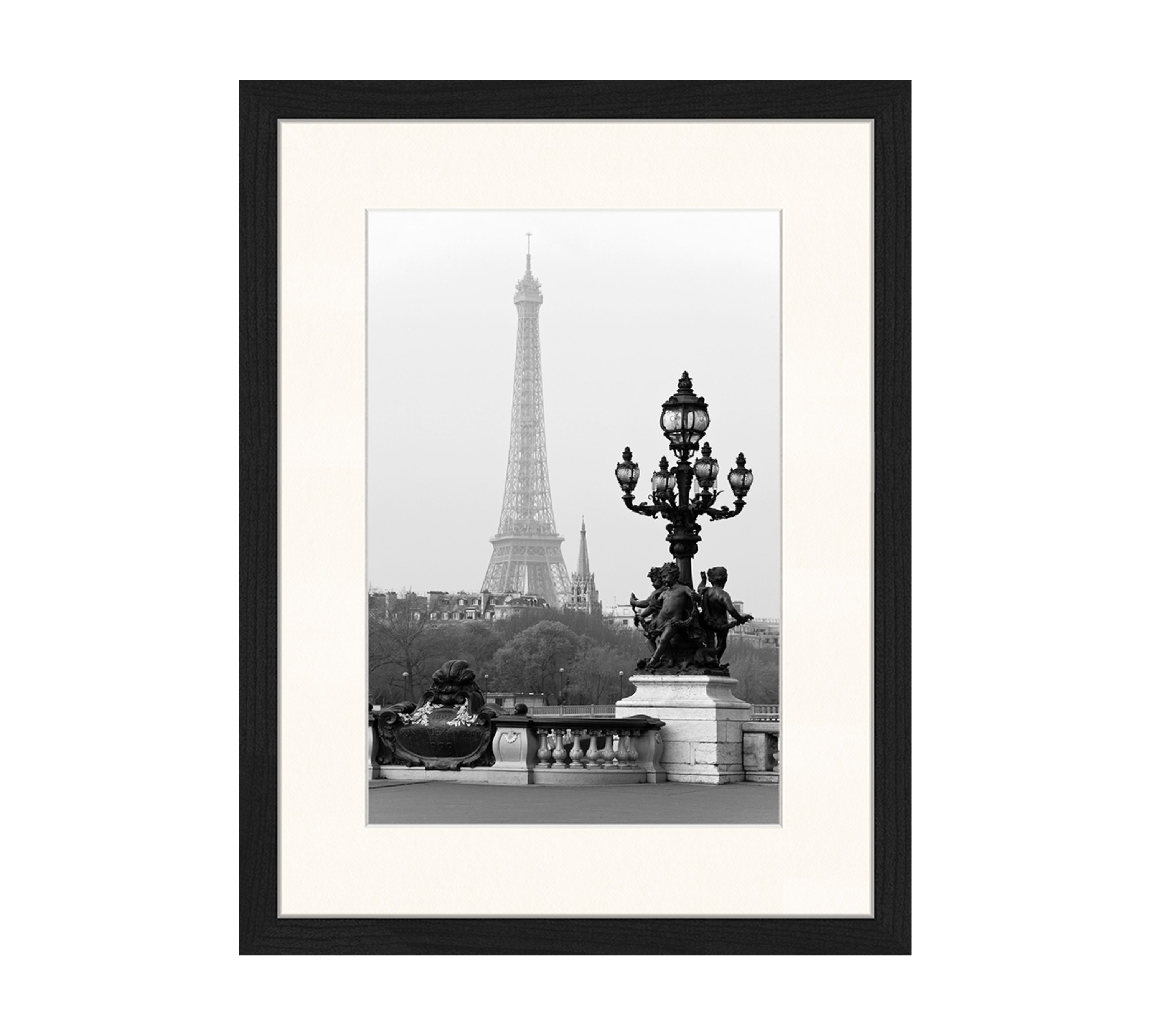Alexandre III Bridge Art Print with Frame Black White