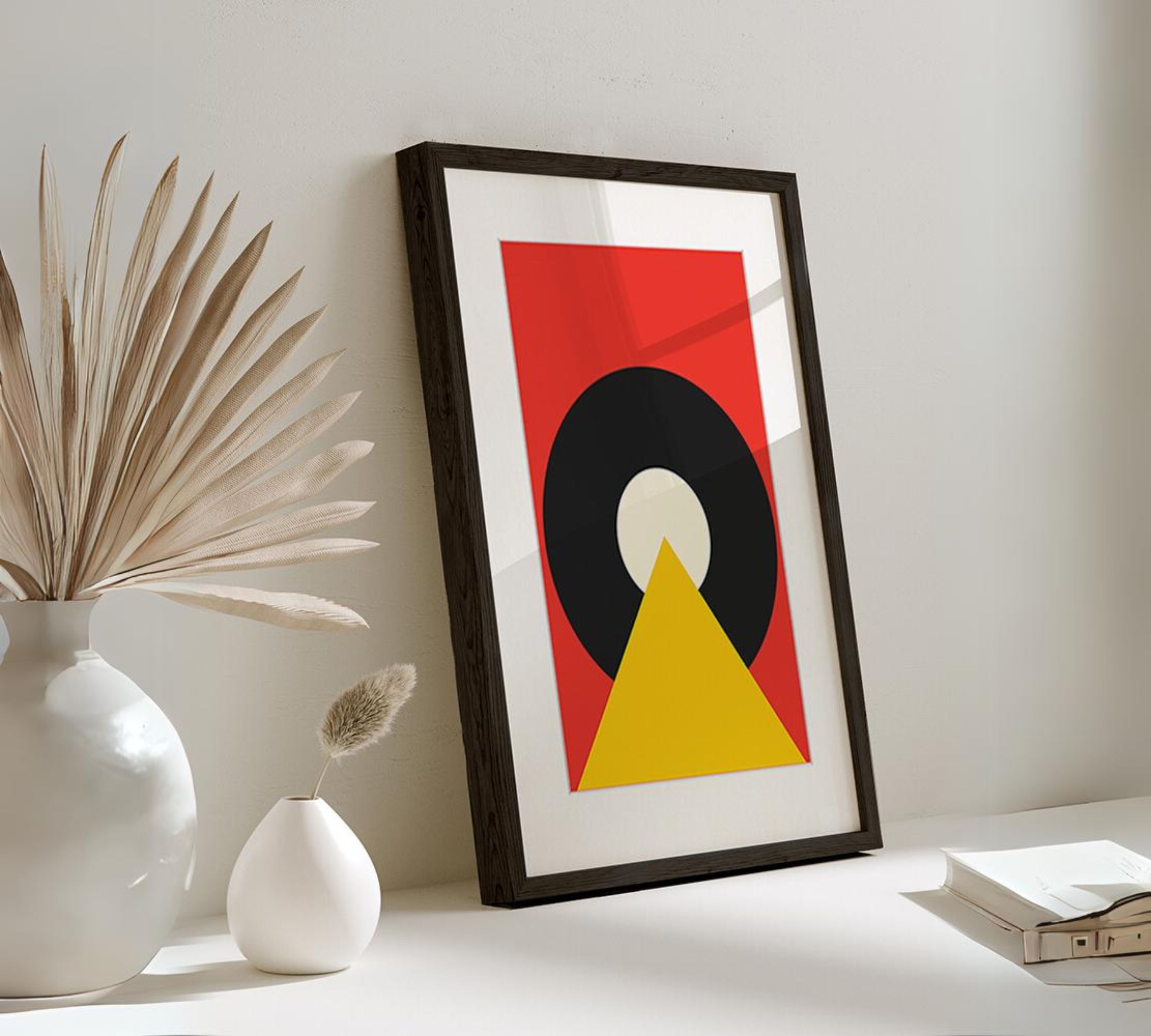 Bauhaus Sunrise CD Art Print with Frame Multicolor
