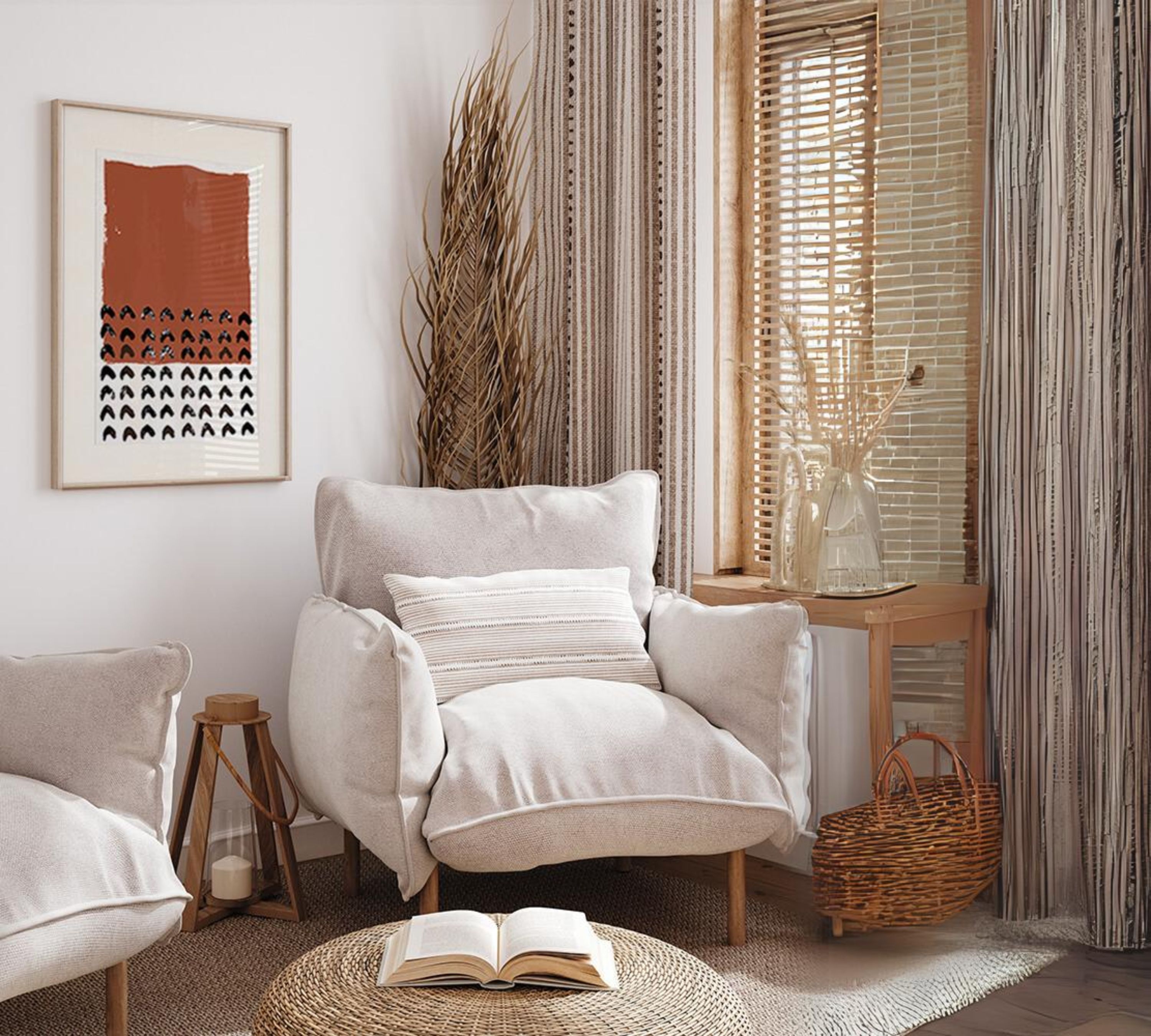 Modern Scandinavian Art Print with Frame Multicolored