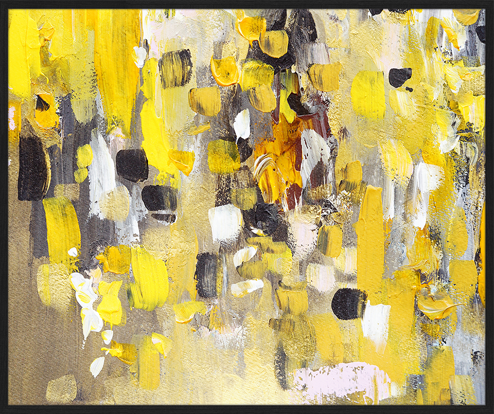 Abstract Yellow Drops Art Print with Frame Multicolored