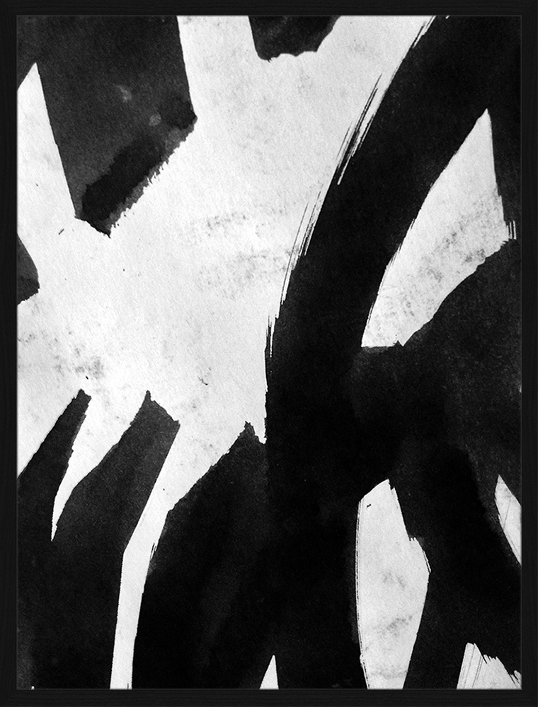 Black Ink Art Print with Frame Black White