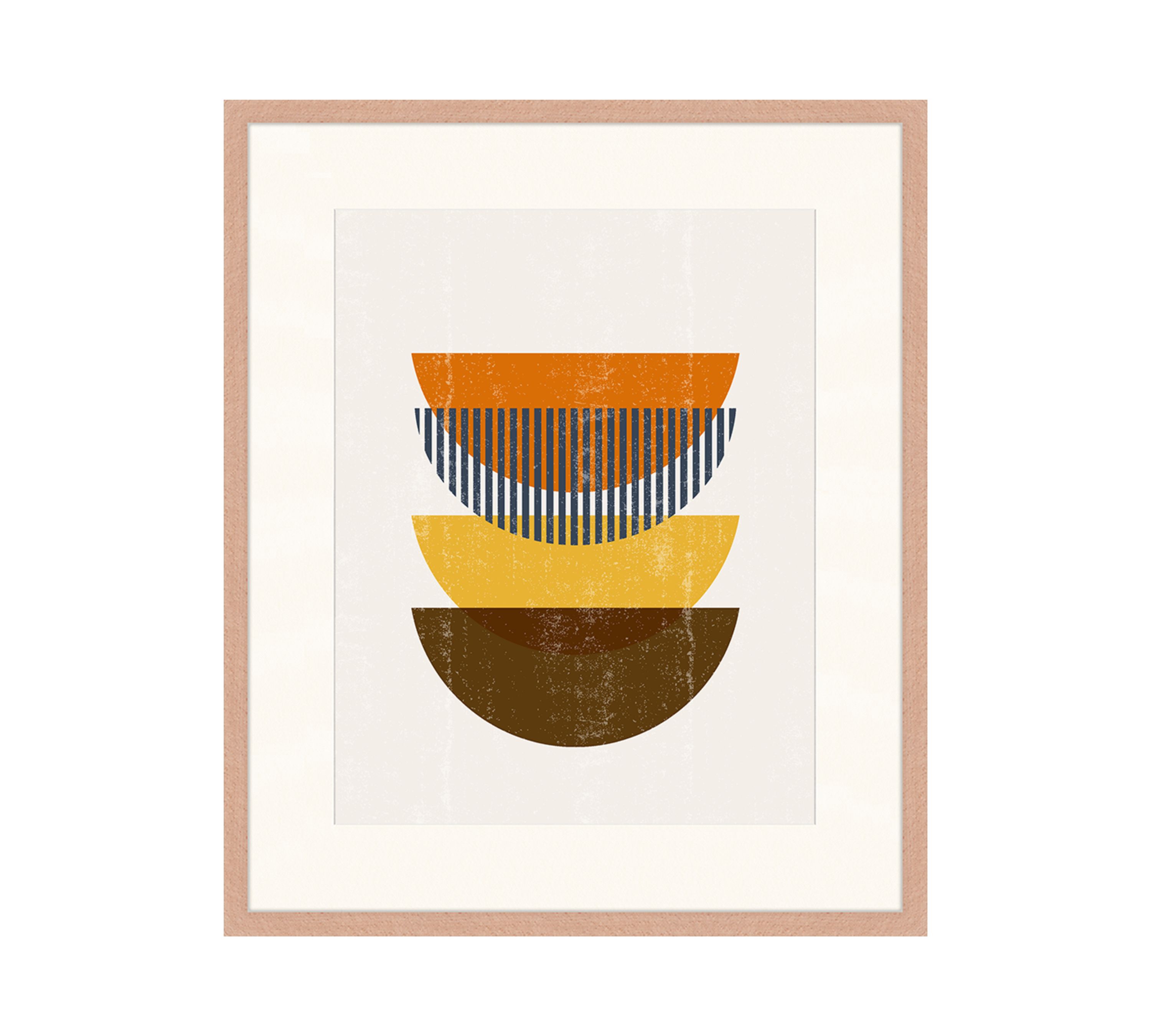 Abstract Sun Moon Print with Frame Multicolor