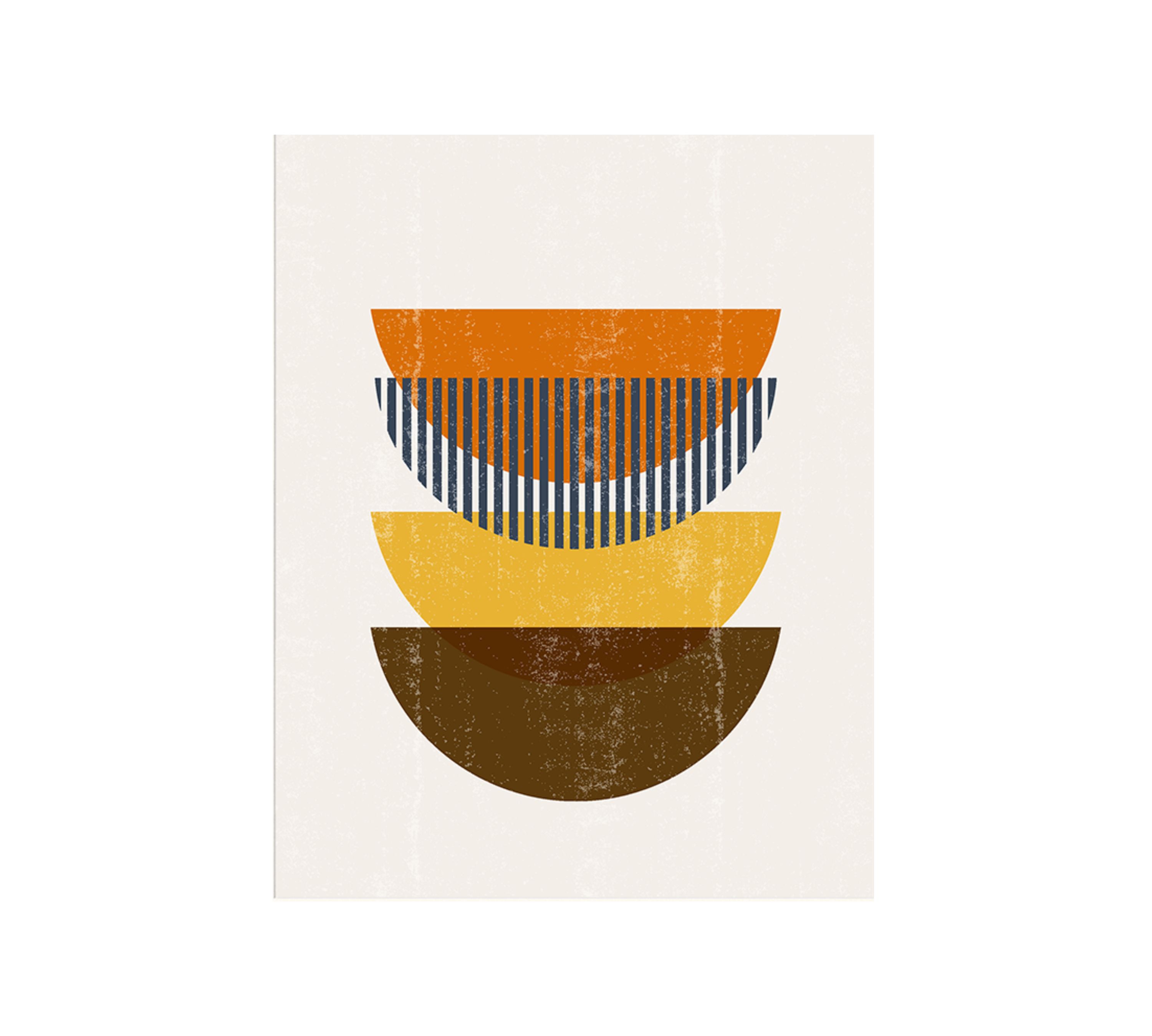 Abstract Sun Moon Print with Frame Multicolor