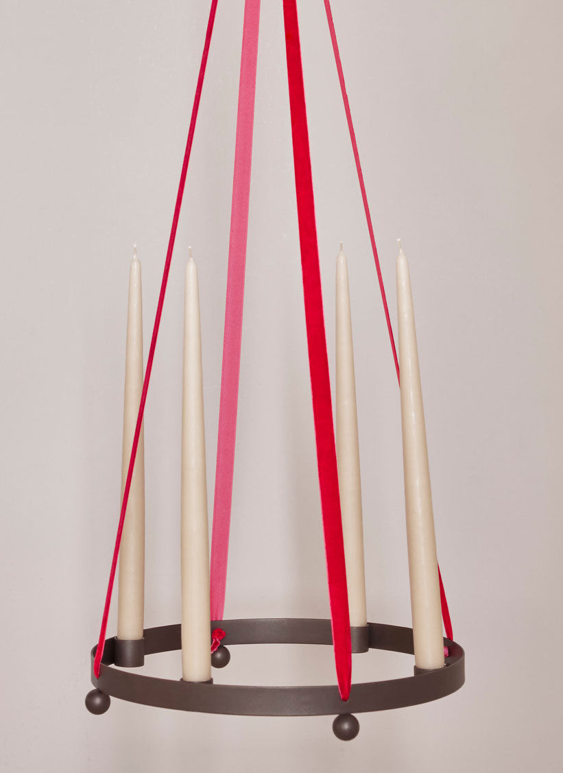 Pearl Advent candle holder iron brown
