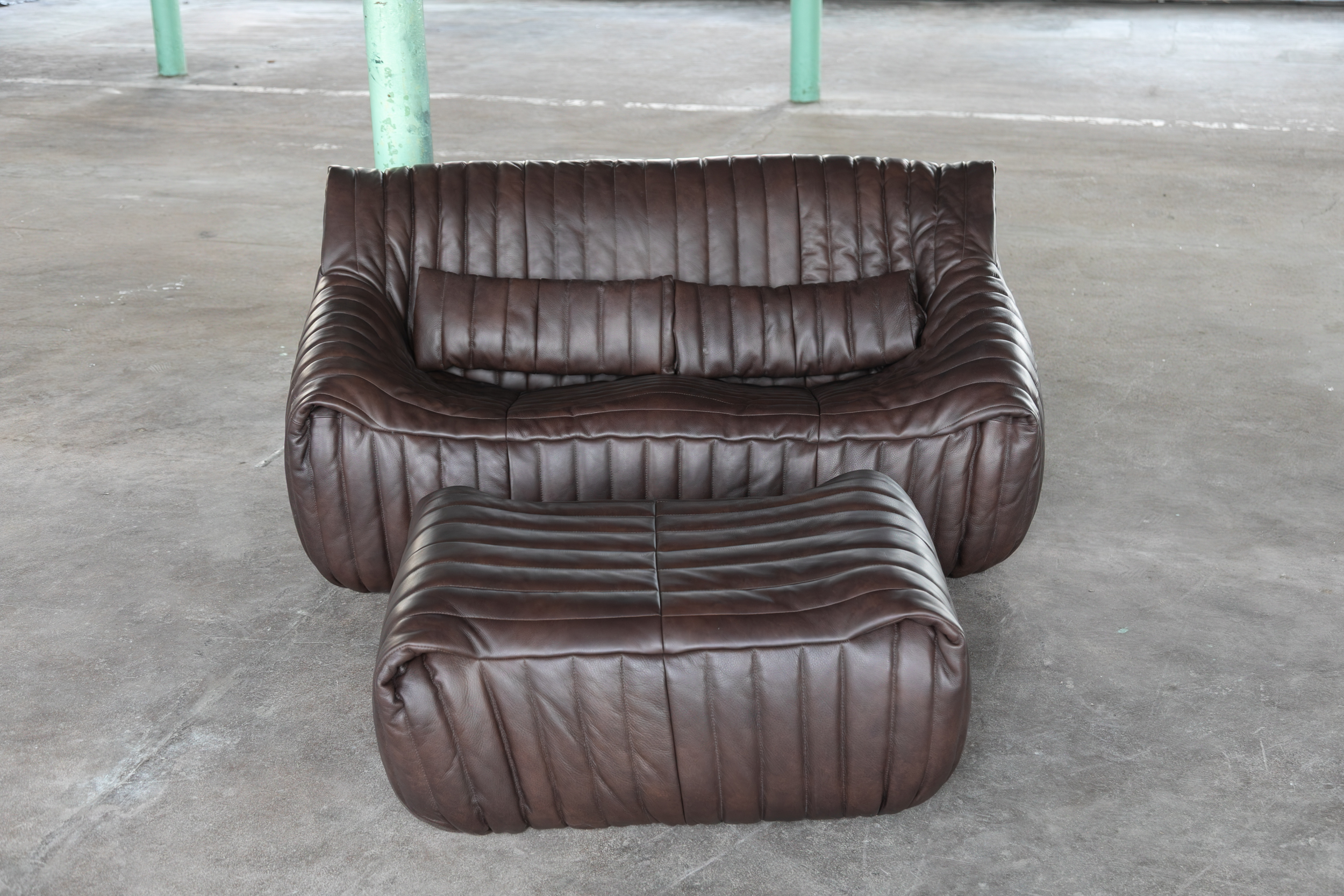 Sandra Set Lounge 2 pz. pelle liscia marrone cioccolato