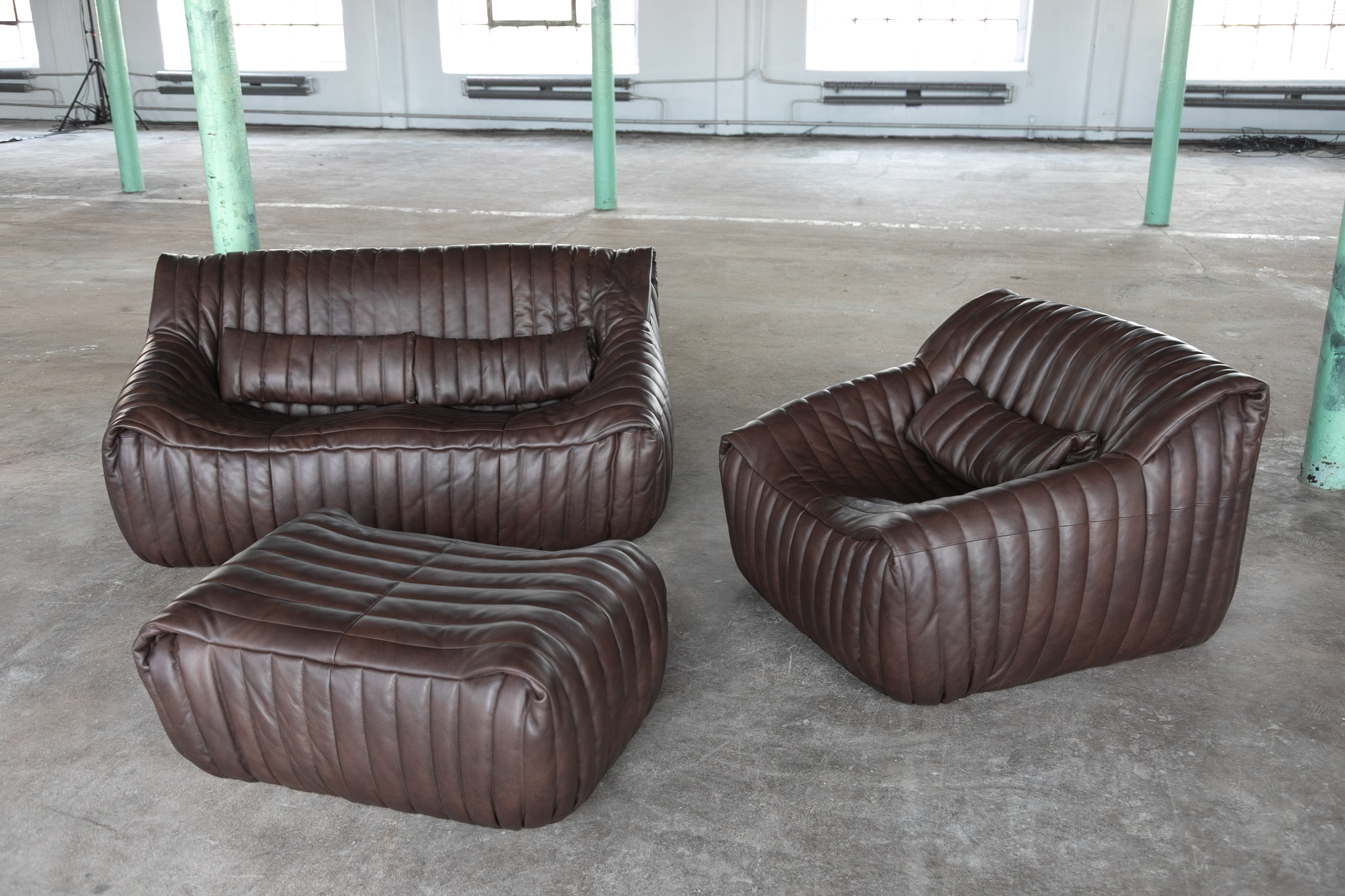 Sandra Lounge Set 2-tlg. Glattleder Schokoladenbraun
