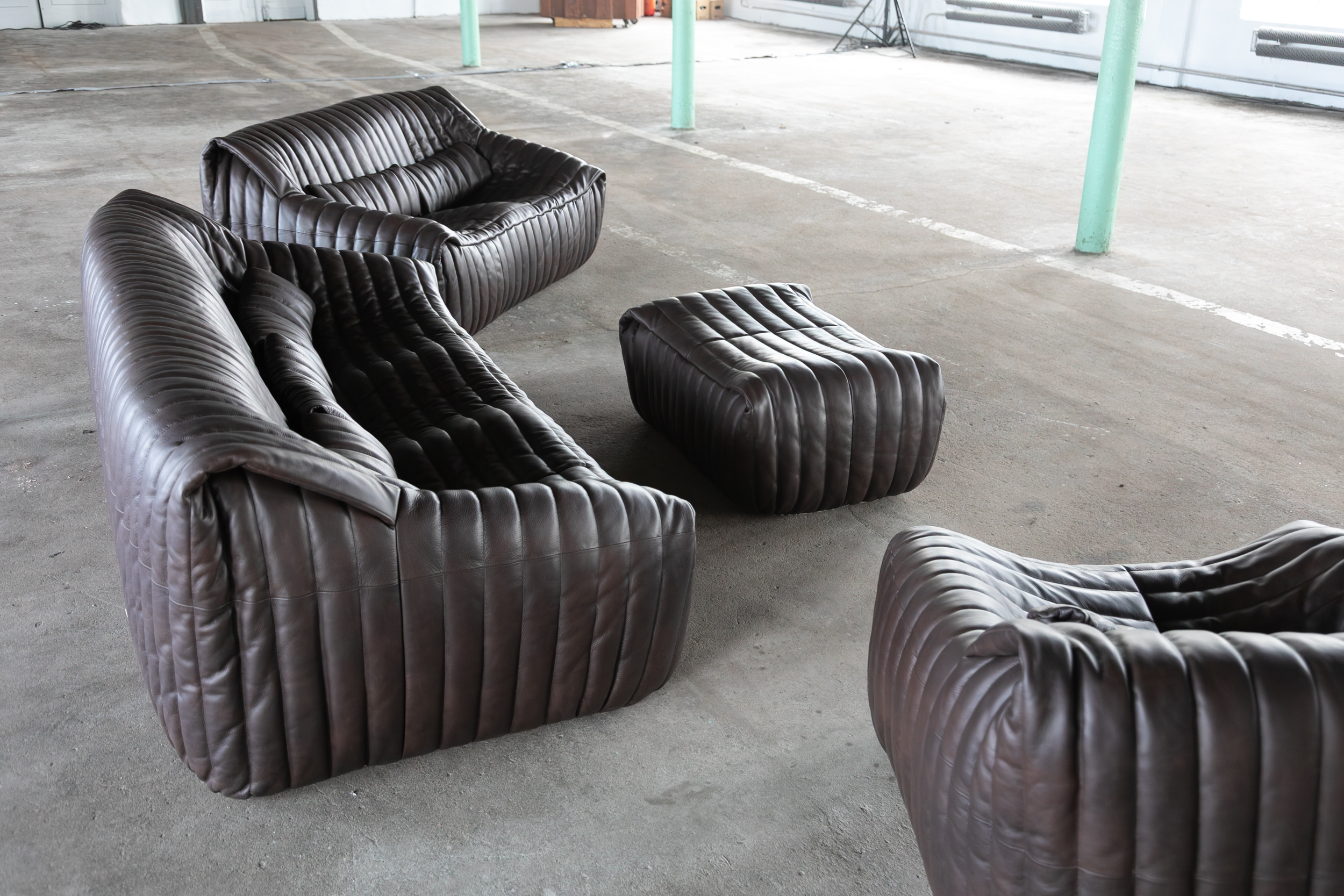 Sandra Lounge Set 2-tlg. Glattleder Schokoladenbraun