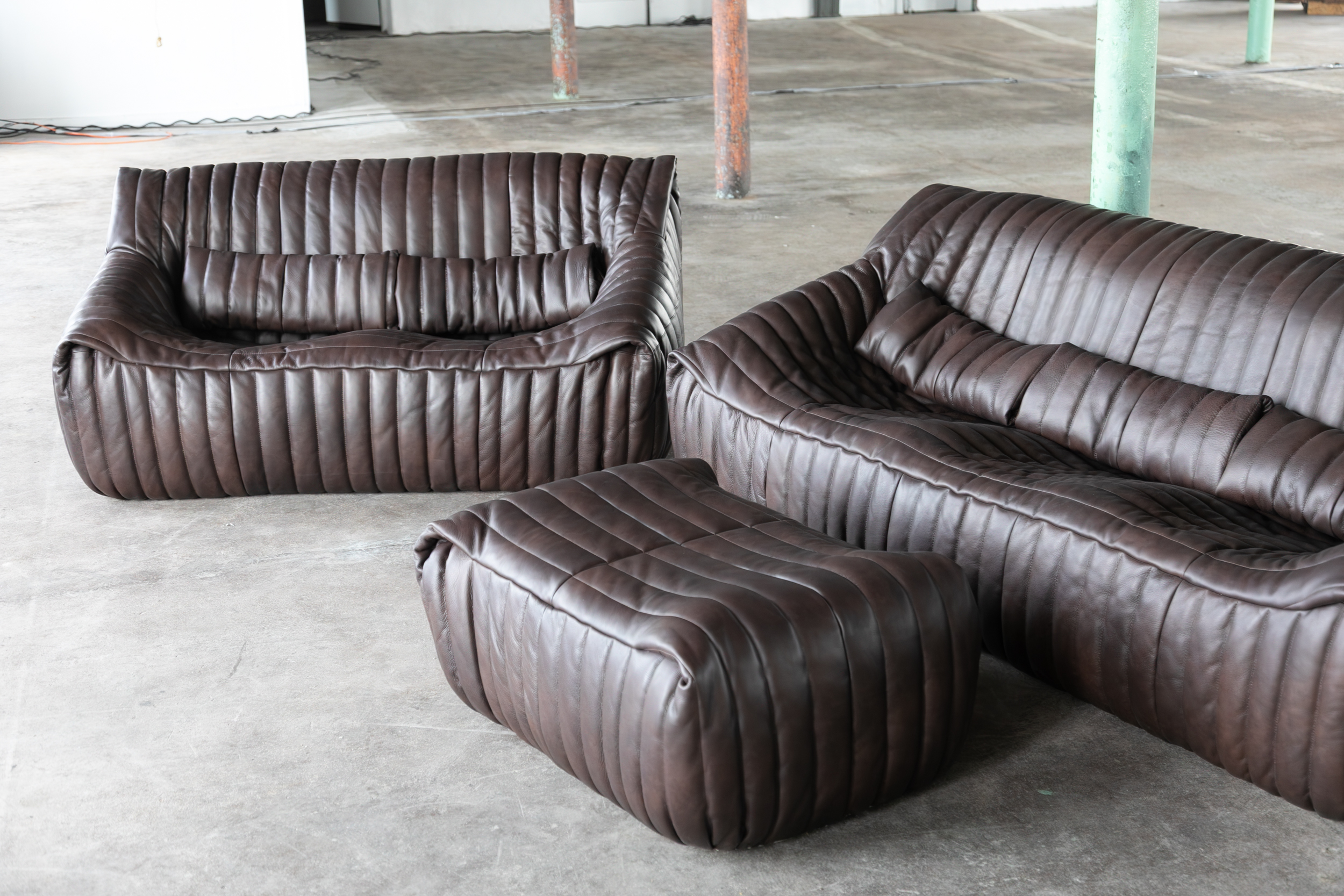 Sandra Lounge Set 2-tlg. Glattleder Schokoladenbraun