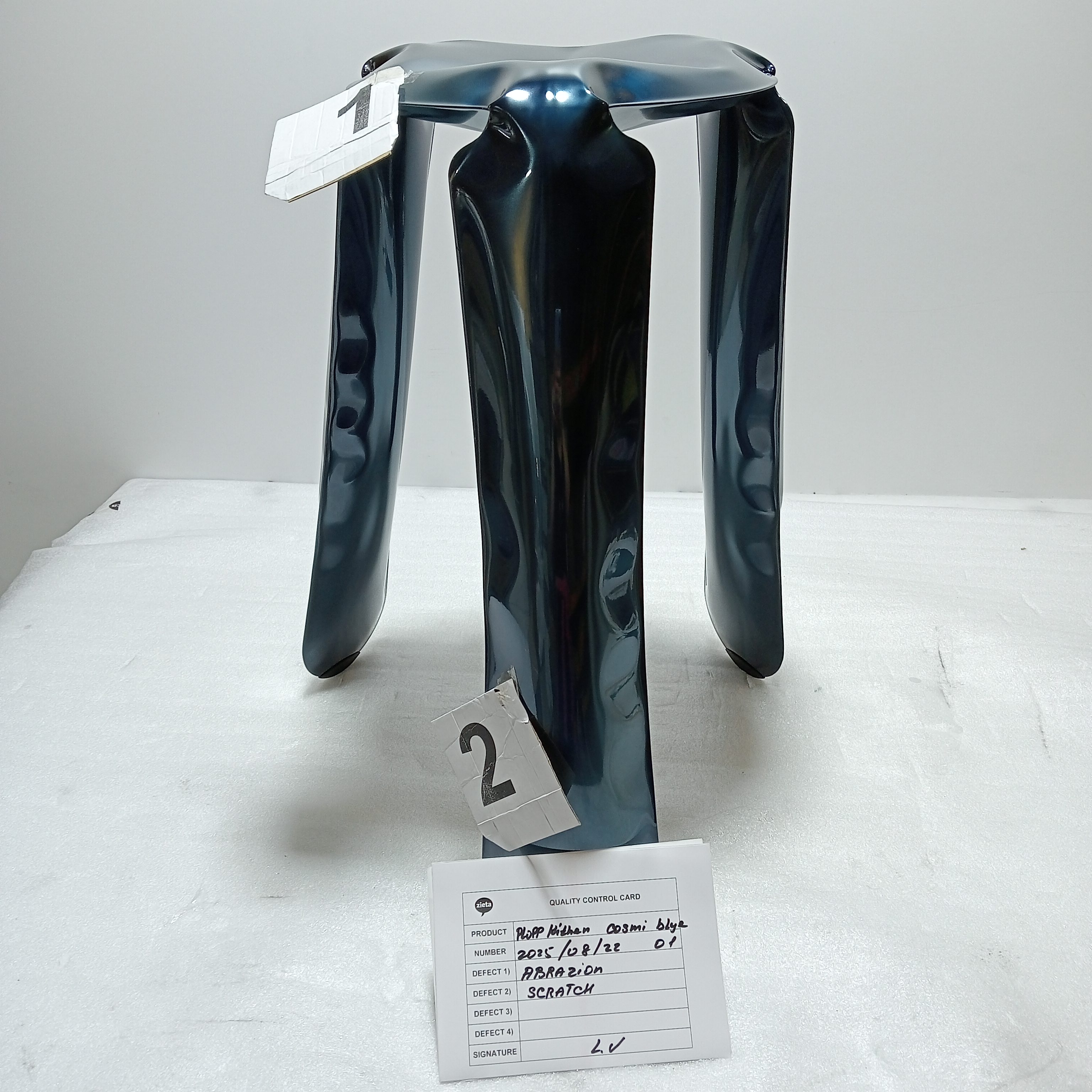 Plopp Kitchen Stool Steel Cosmic Blue Heat