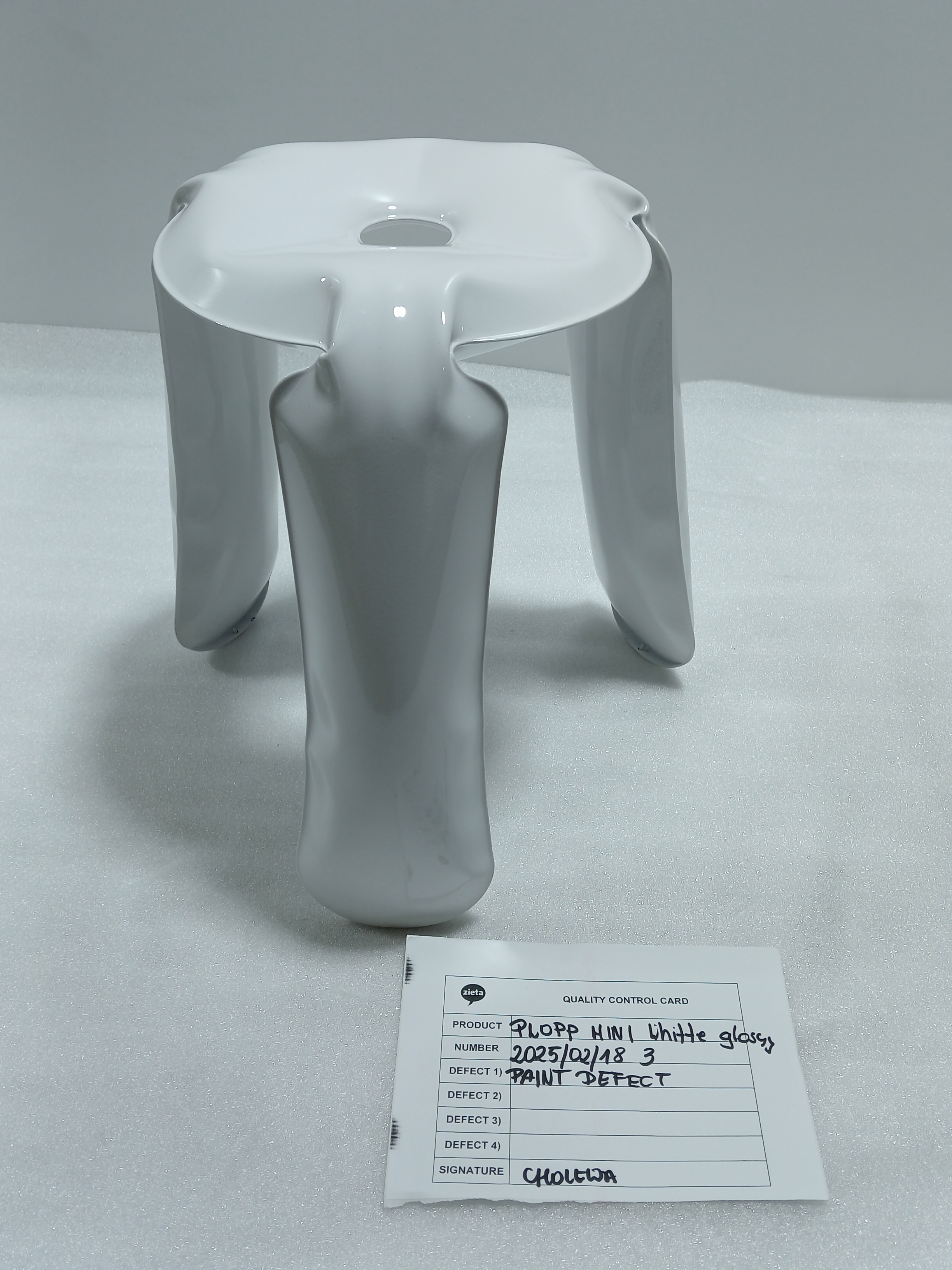 Plopp Mini Stool Steel White Glossy