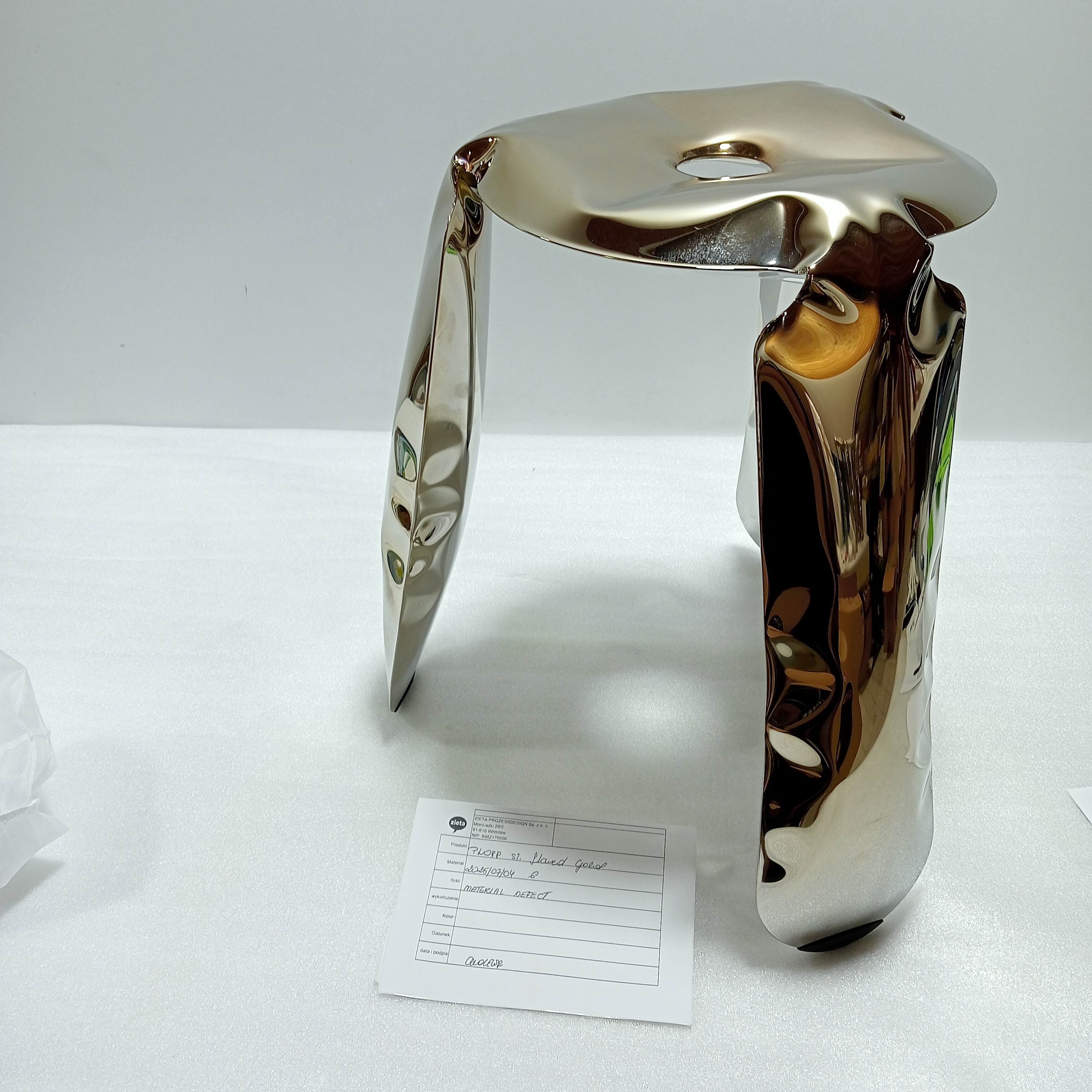 Plopp Standard Hocker Edelstahl Gold Heat