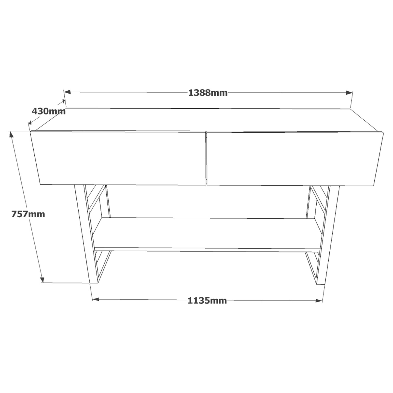 Console table with shelf Brown