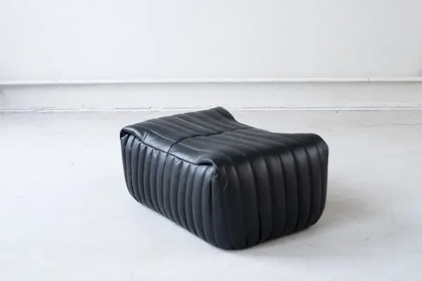 Sandra Ottomann Madras-Leder Schwarz