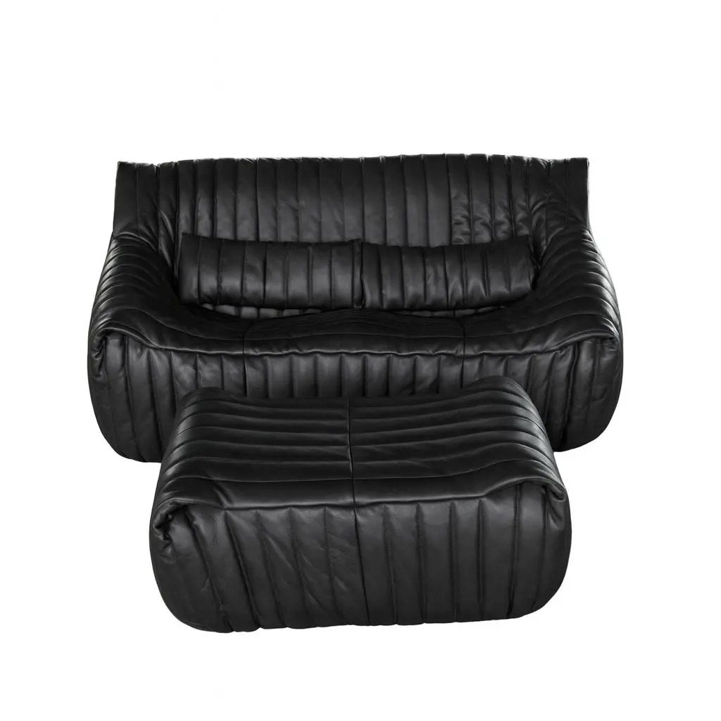 Sandra Lounge Set 2-tlg. Madras-Leder Schwarz