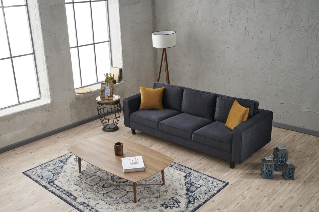 Kale Sofa 3-seater velvet anthracite