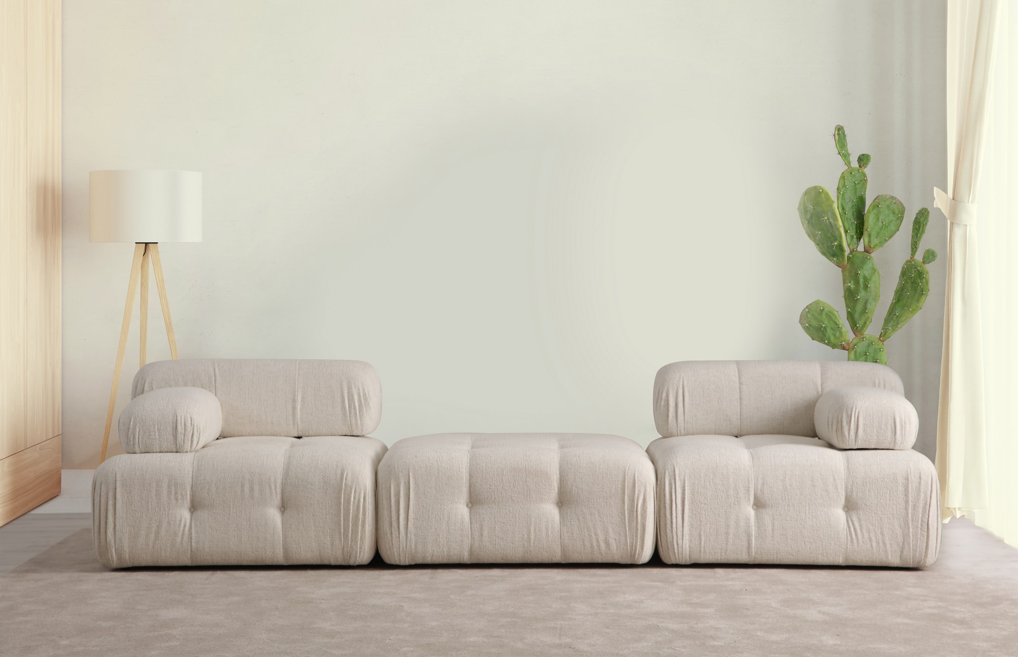 Doblo Modulares Sofa 3-Sitzer Cream Bouclé