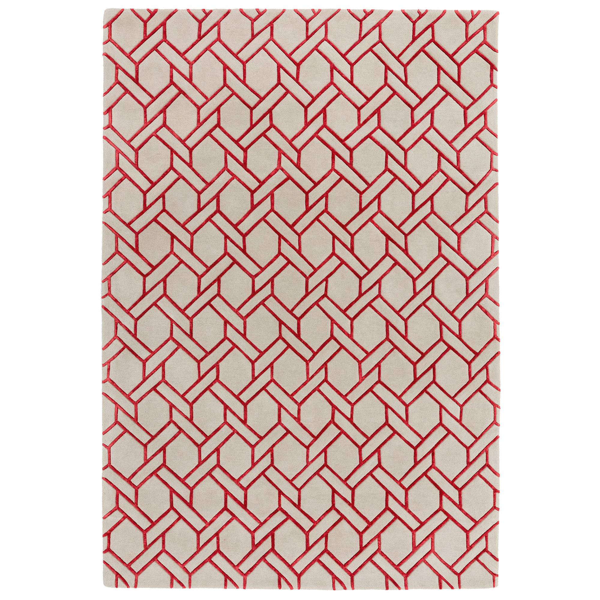 Nexus Fine Lines Tappeto Argento Rosso Lana 230x160cm