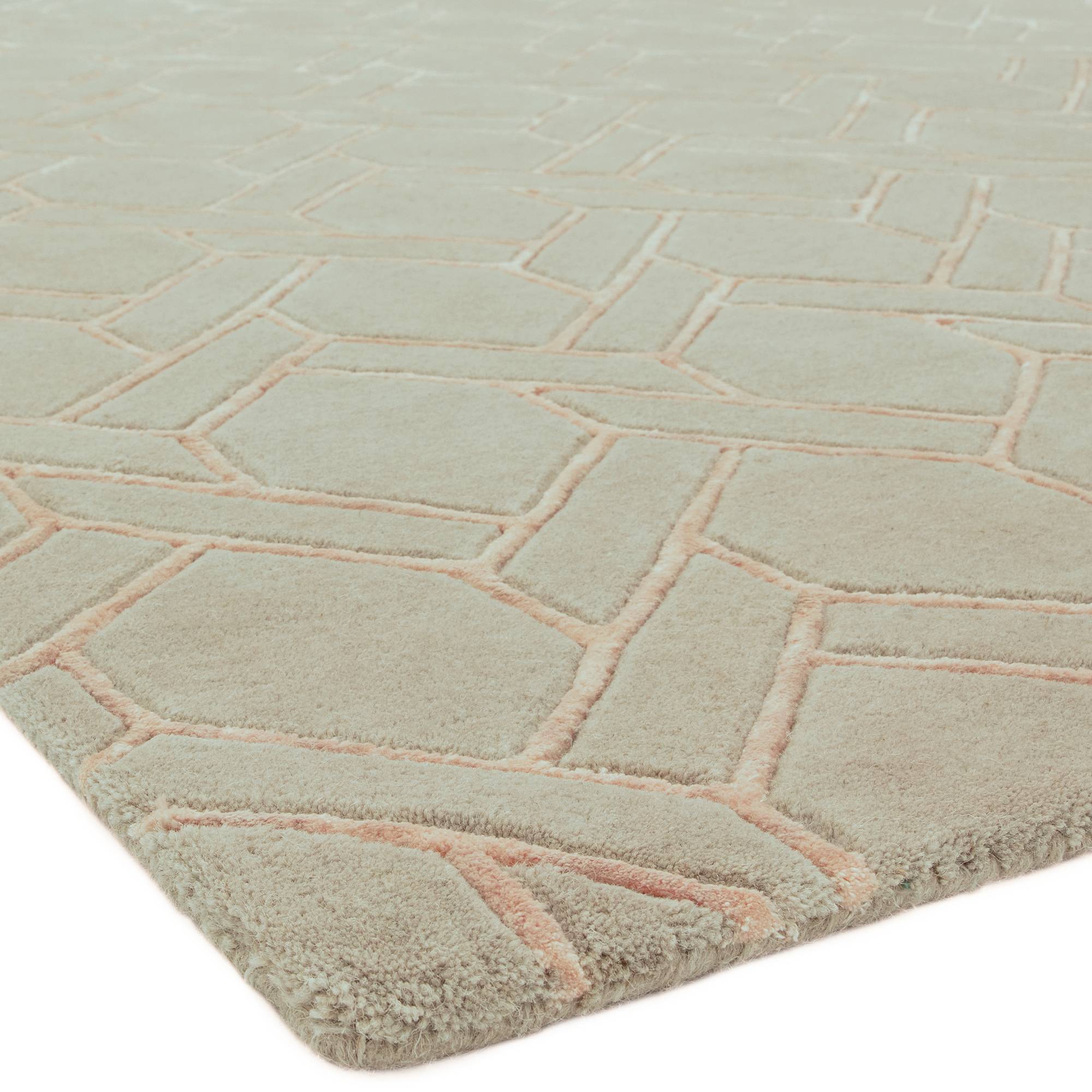 Nexus Fine Lines Rug Silver Pink Wool 230x160cm