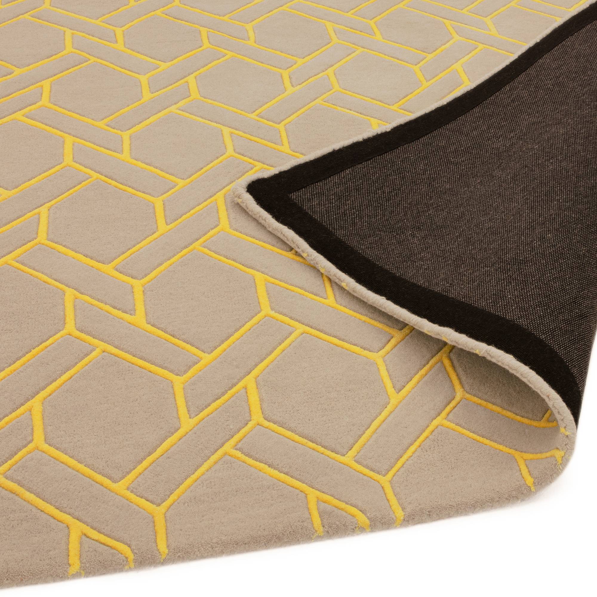 Nexus Fine Lines Teppich Silber Gelb Wolle 230x160cm