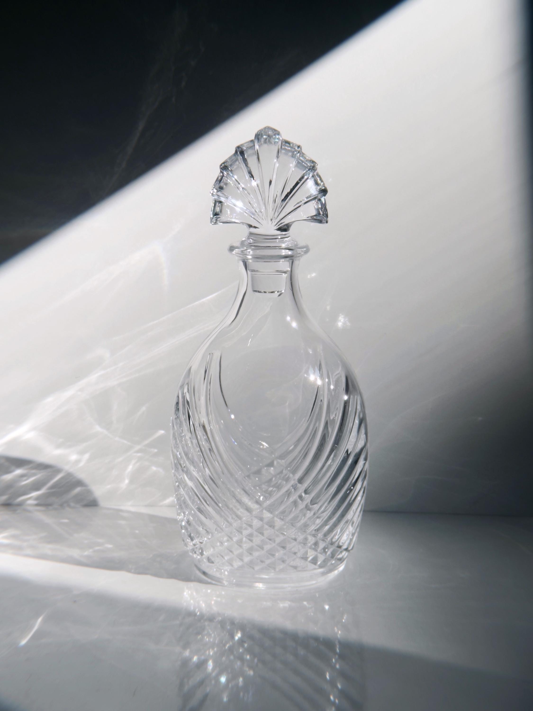 Vintage Art Deco Karaffe Kristall Transparent 1980er Jahre