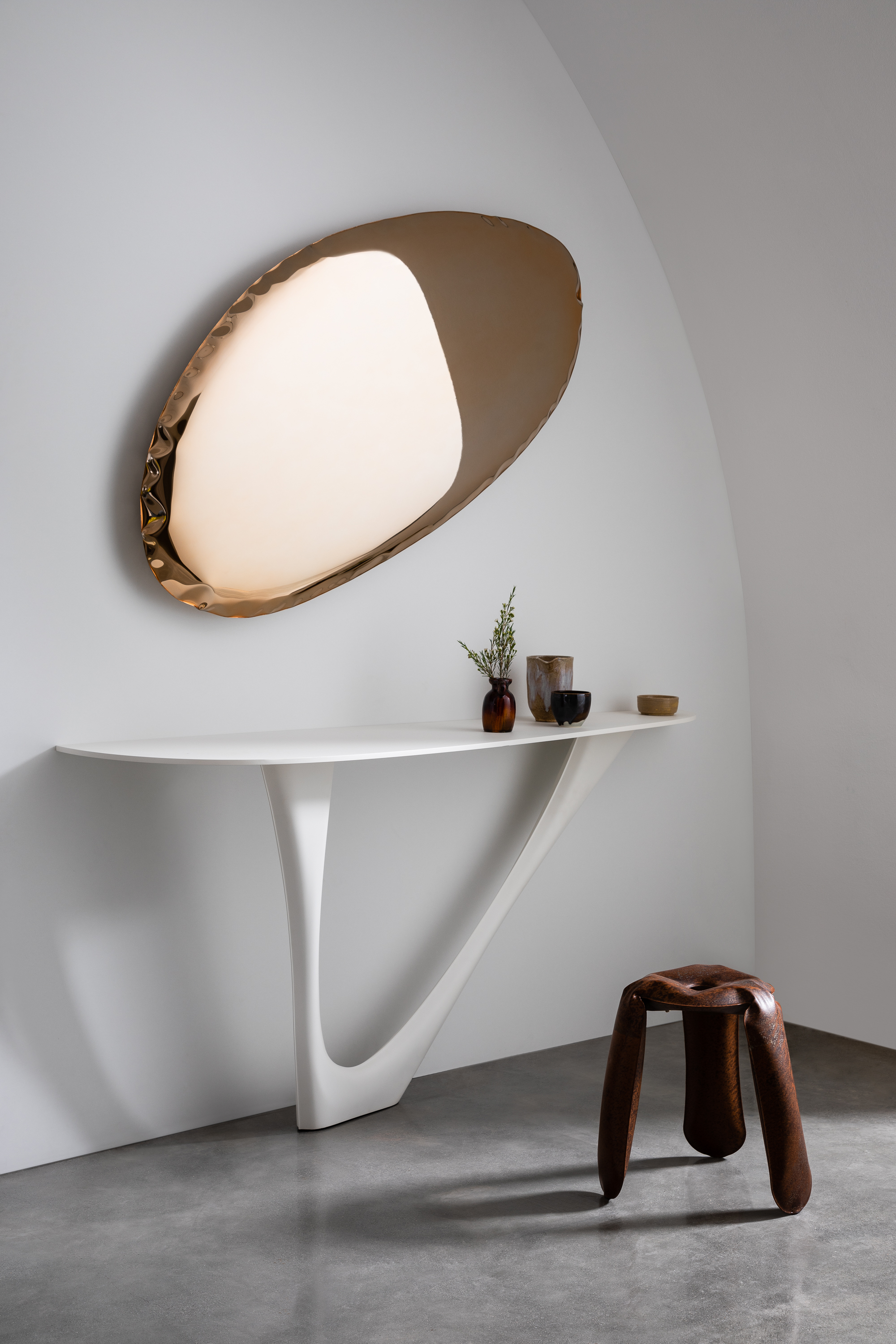 Table mirror O4.5 Stainless Steel Rose Gold
