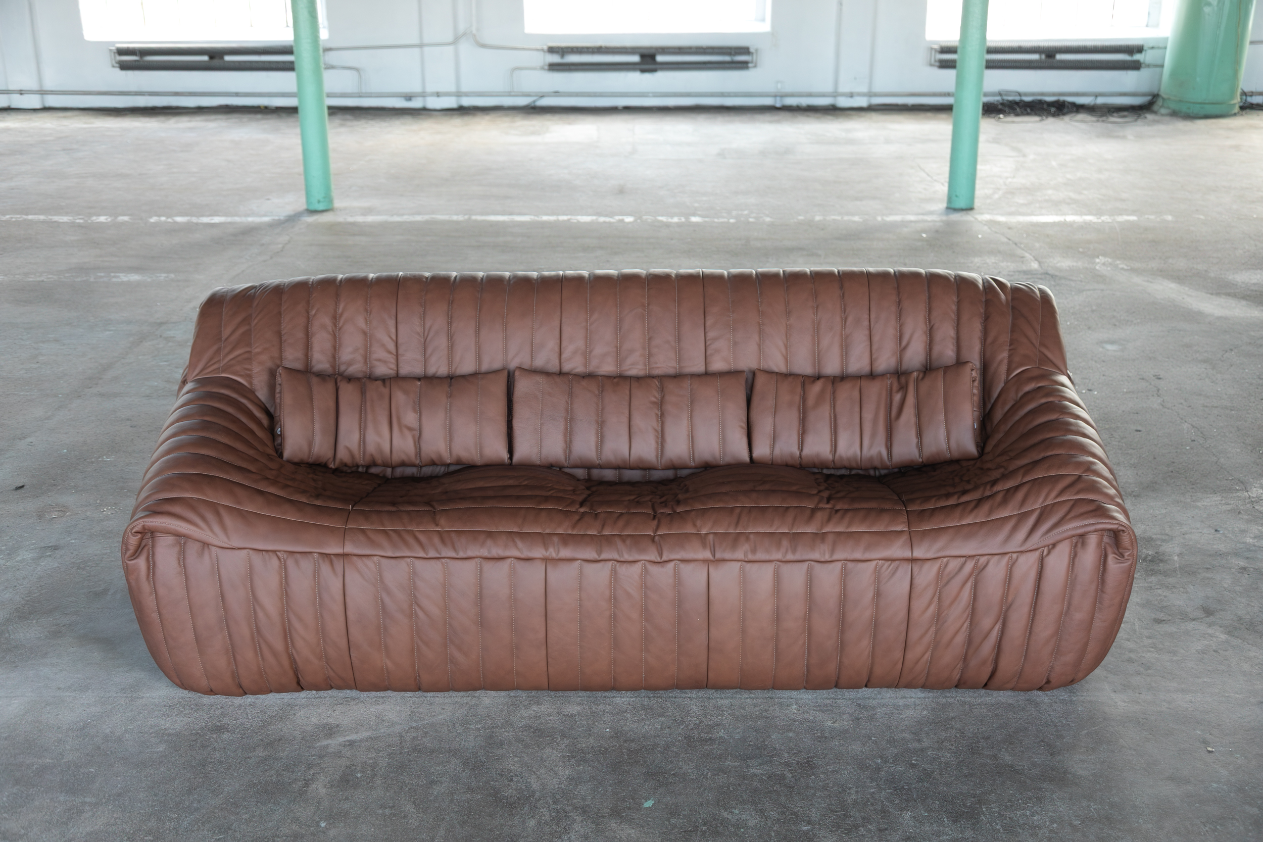 Sandra Divano 3 posti pelle liscia Folk Brown