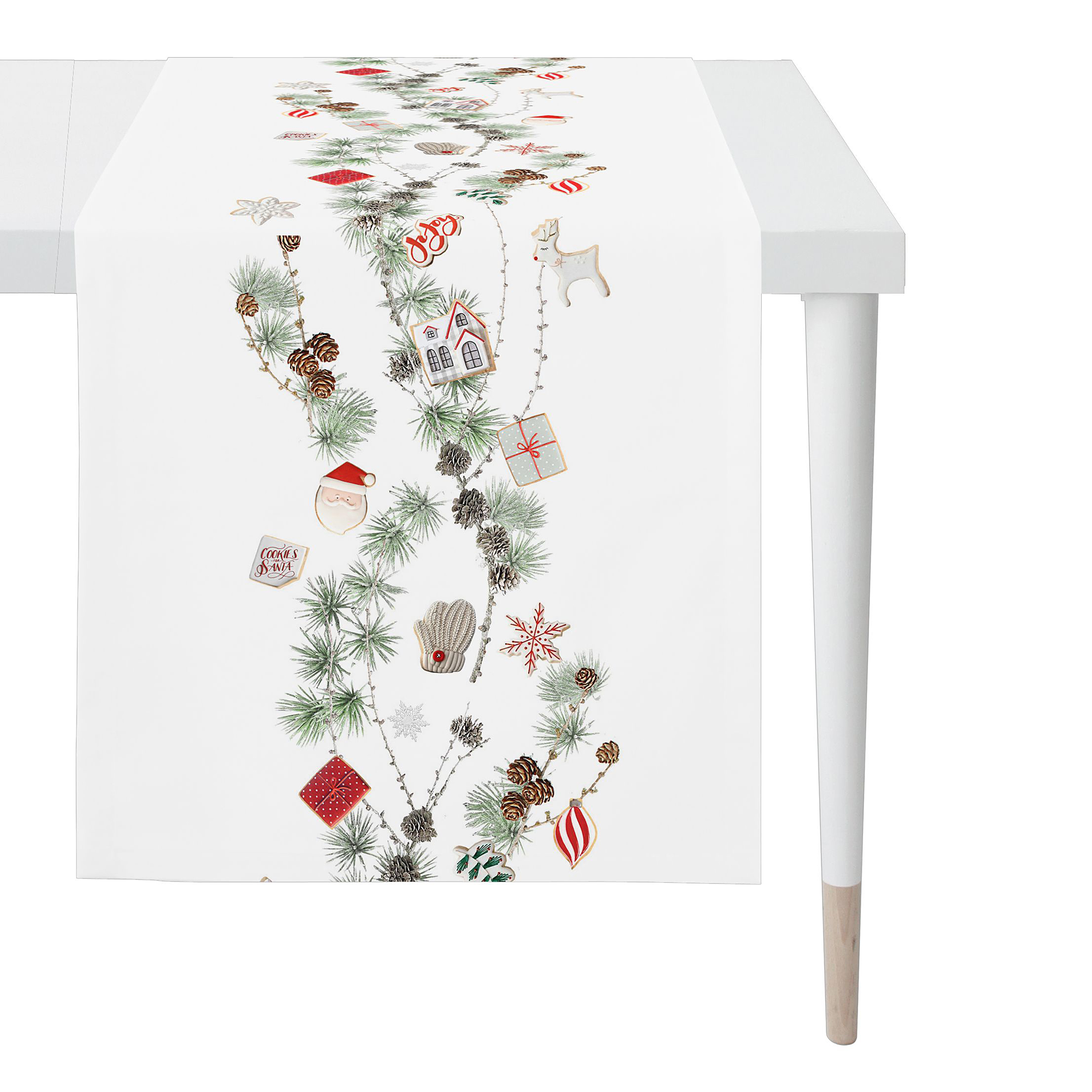 Table runner mixed fabric white