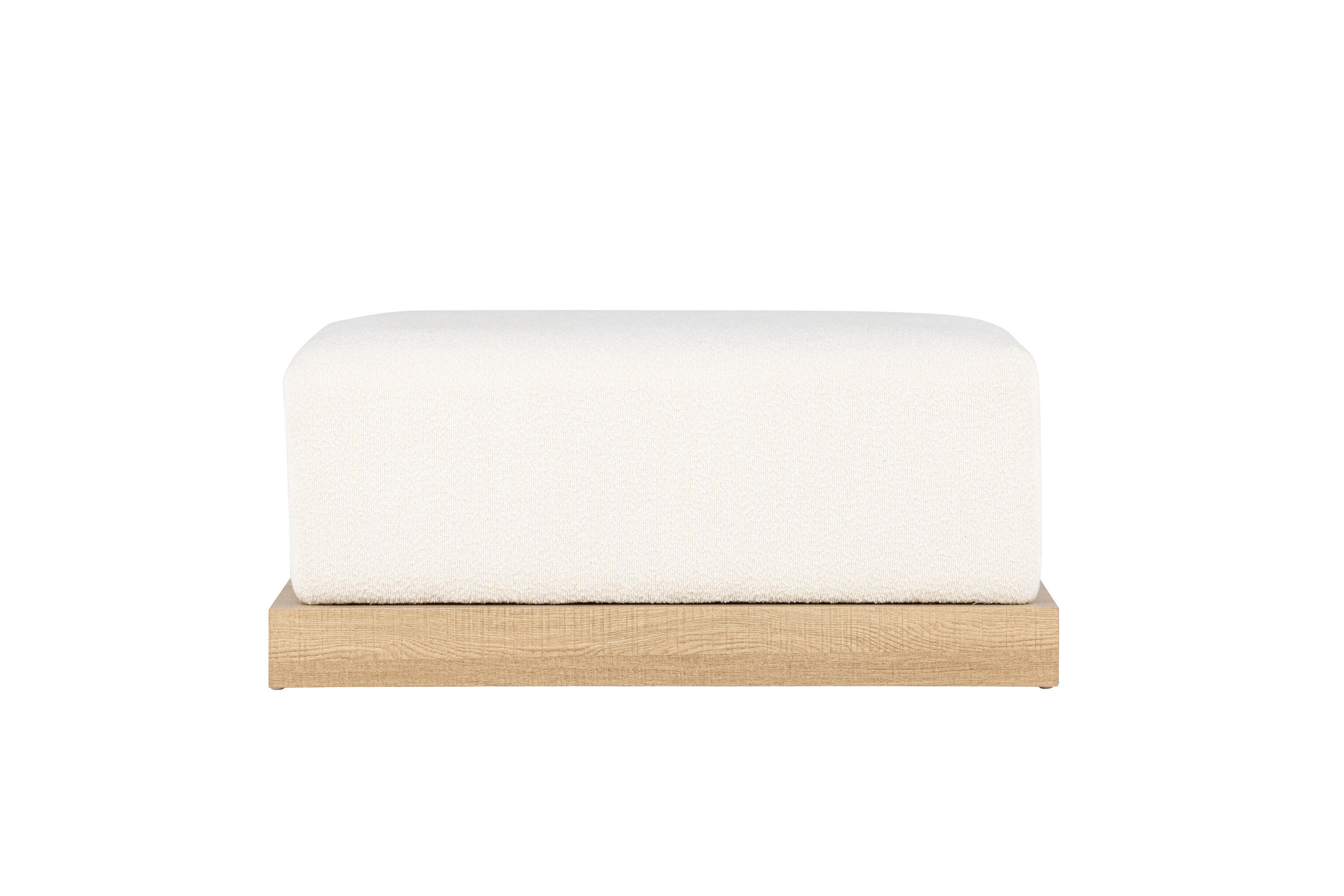 Ivy Ottoman Holzoptik Bouclé Weiß