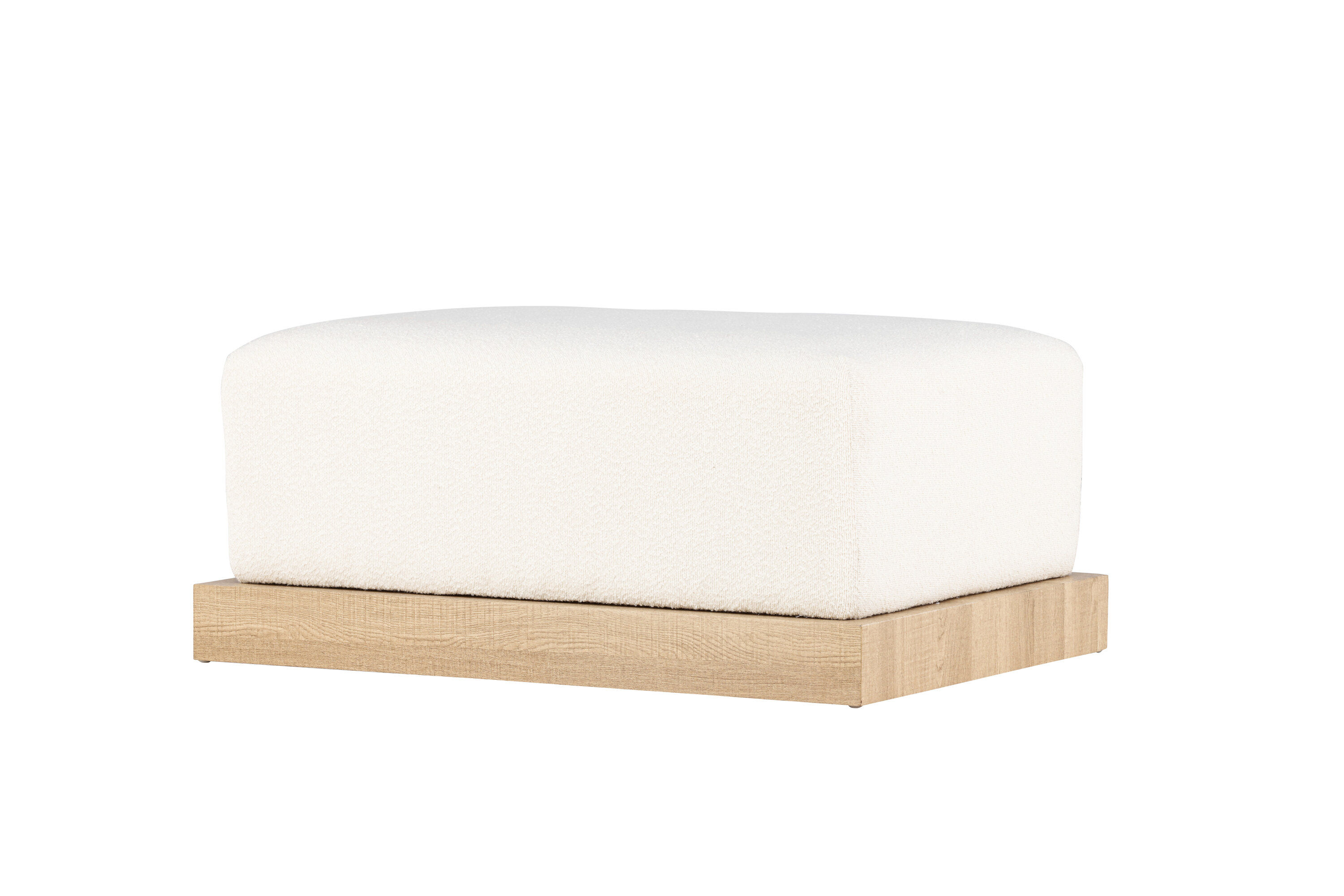 Ivy Ottoman Holzoptik Bouclé Weiß