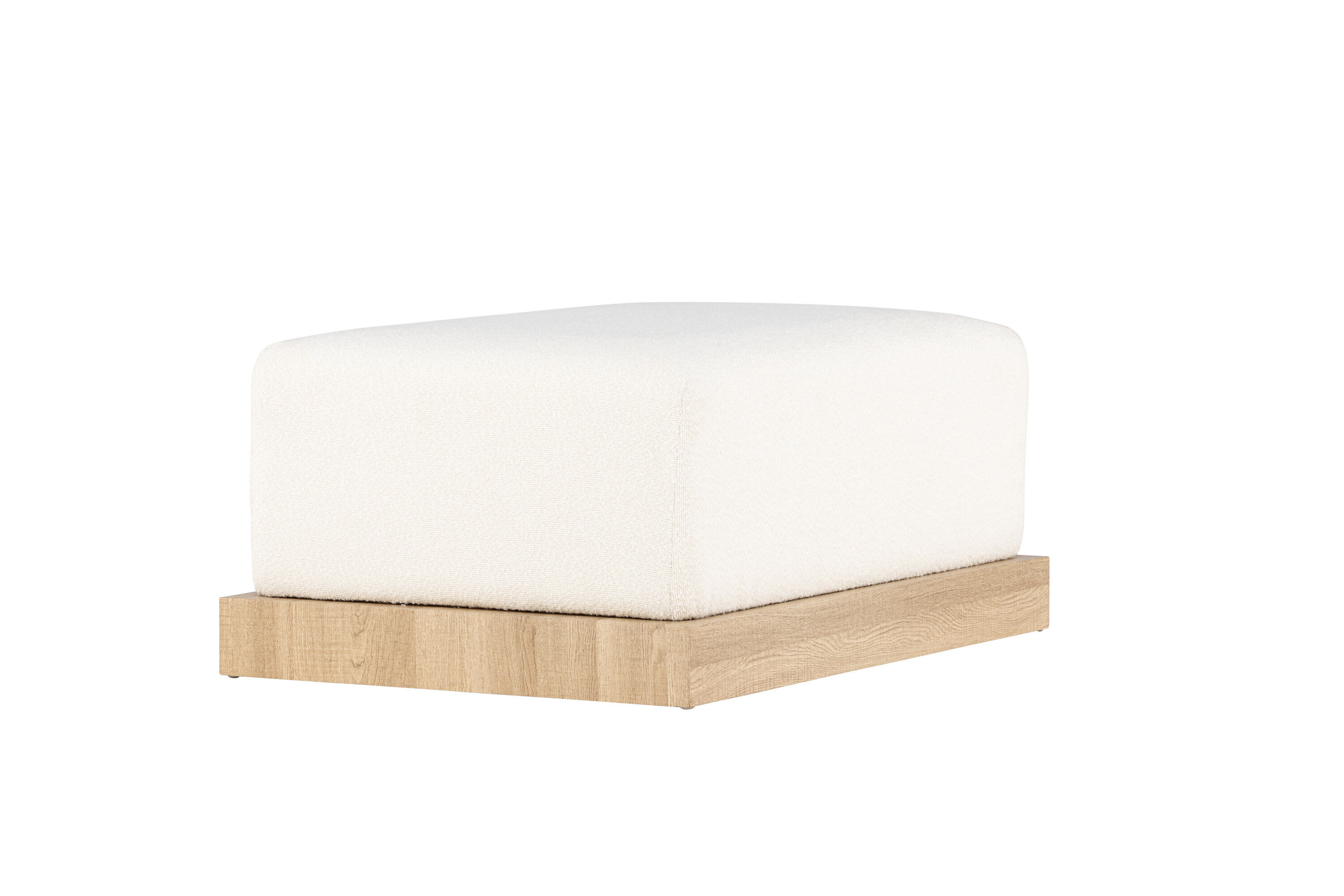 Ivy Ottoman Wood-look Bouclé White