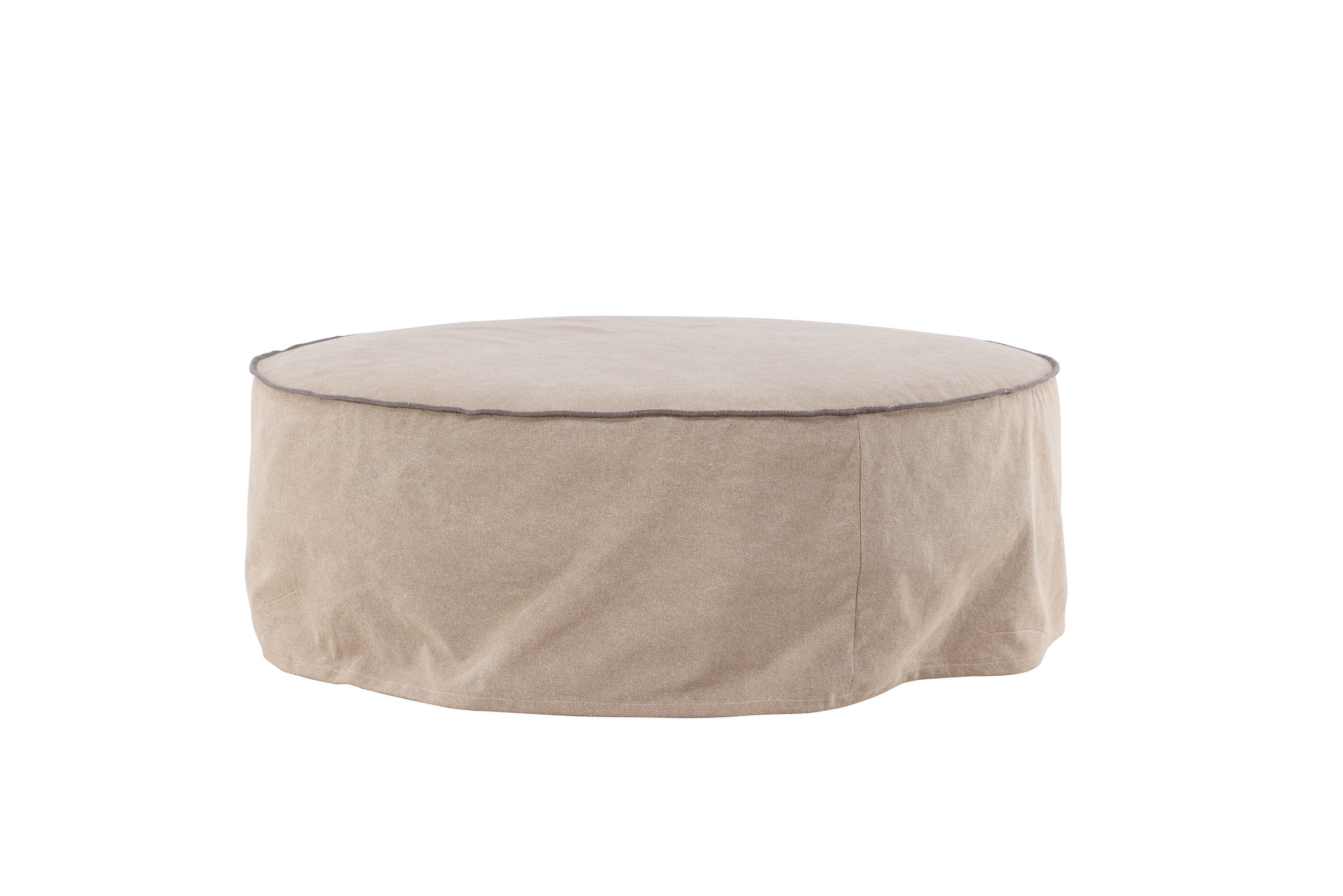 Vindö Ottoman Brown Linen ⌀101cm