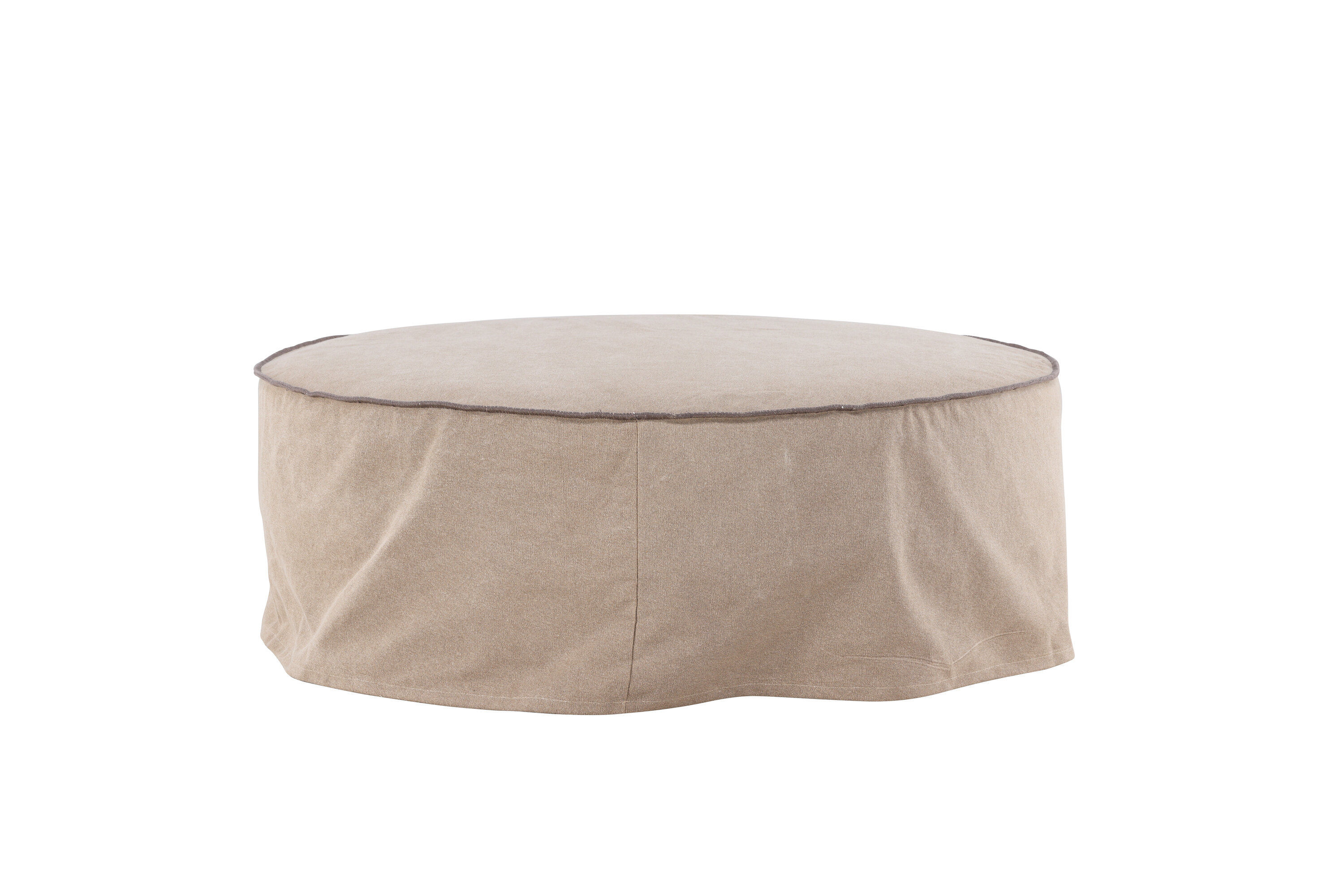 Vindö Ottoman Brown Linen ⌀101cm