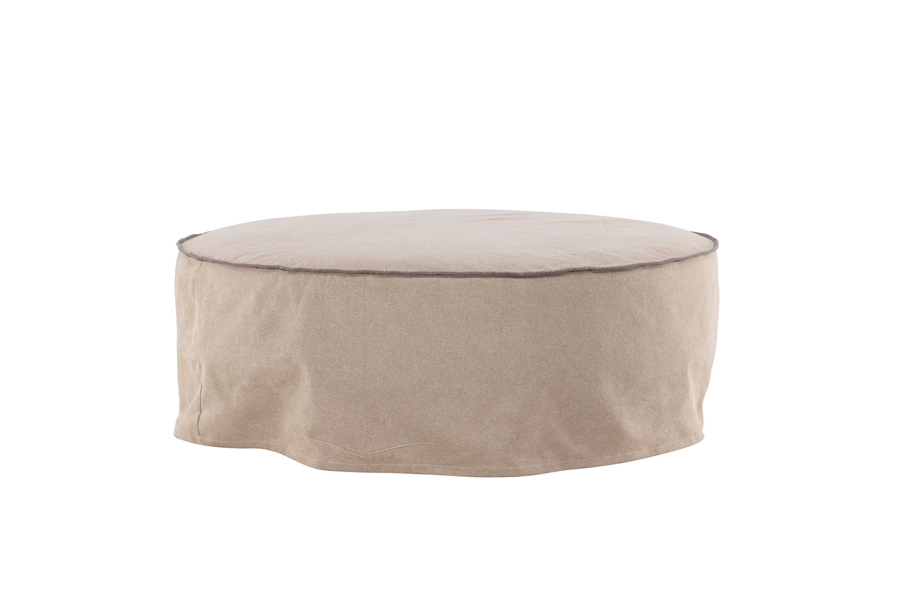 Vindö Ottoman Brown Linen ⌀101cm