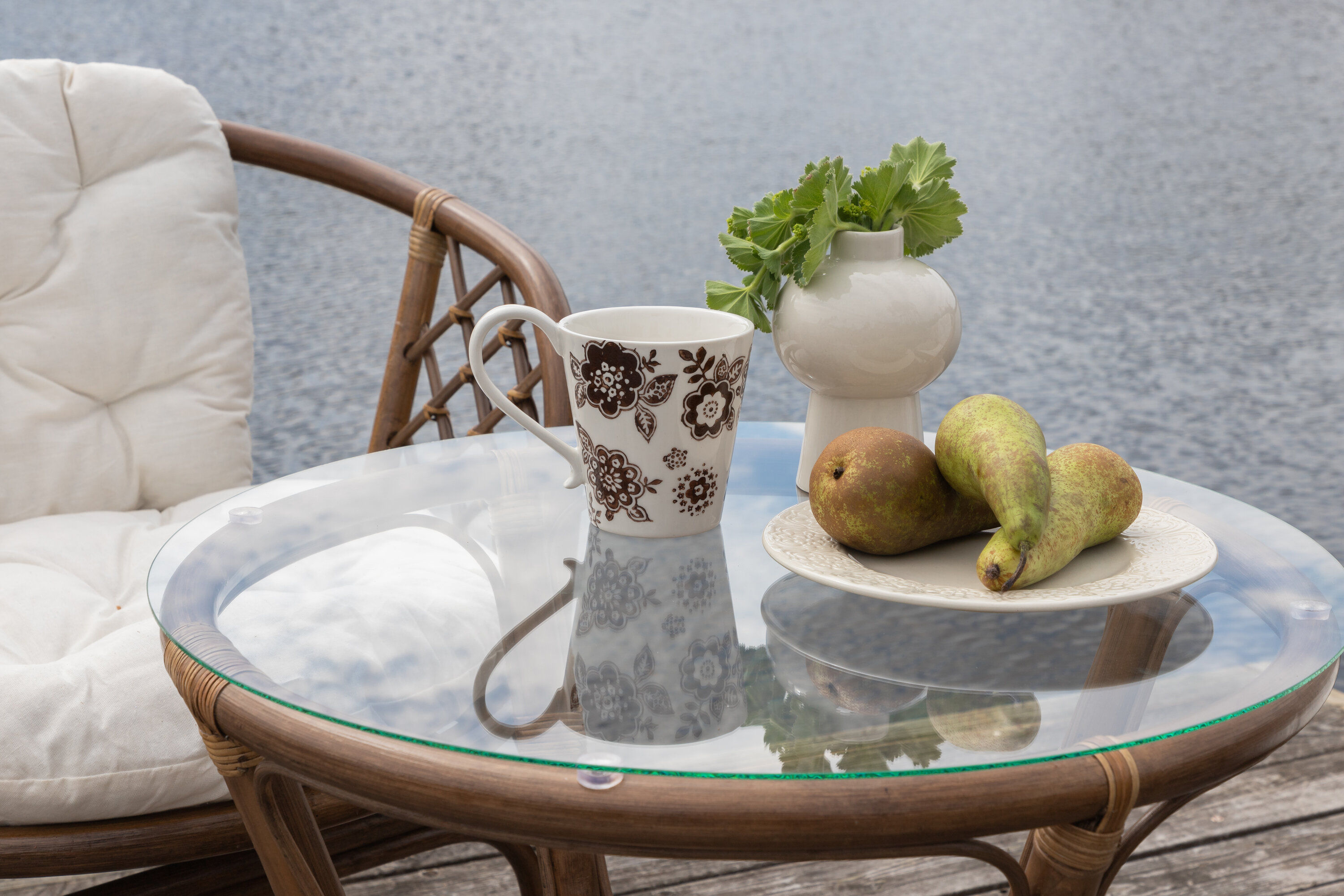Wera Café Gartenmöbel-Set Rattan Offwhite Weiß