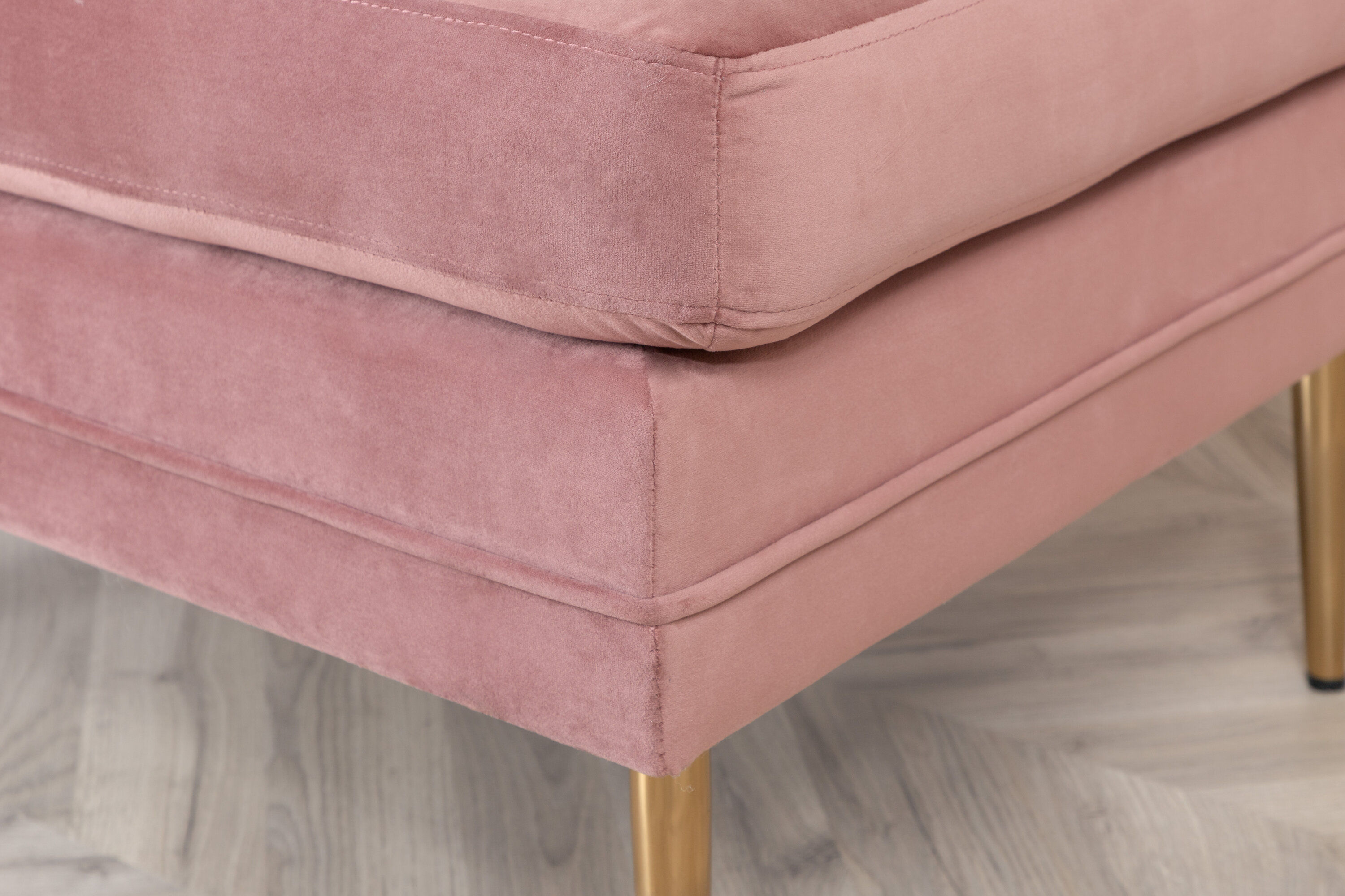 Boom Ottoman Brass Velvet Pink