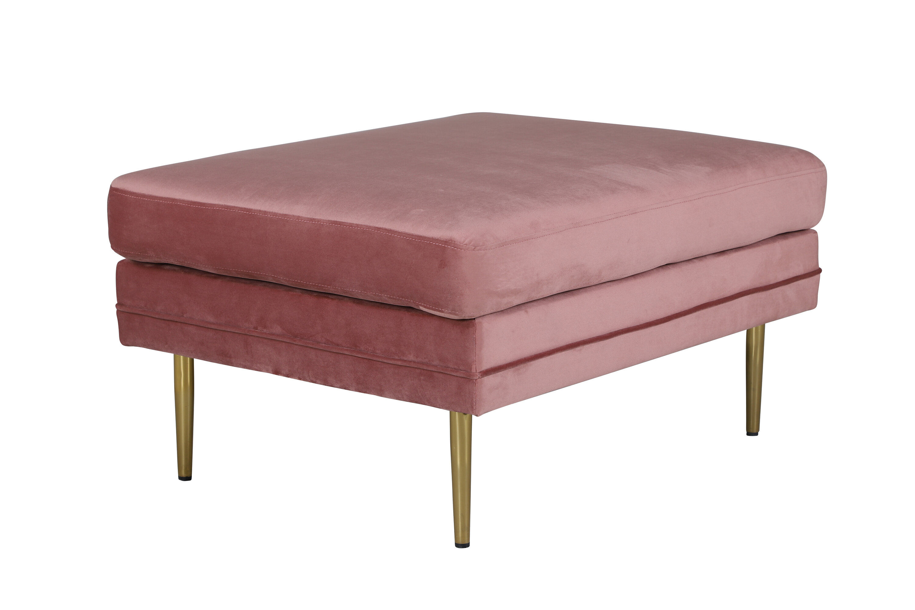 Boom Ottoman Brass Velvet Pink