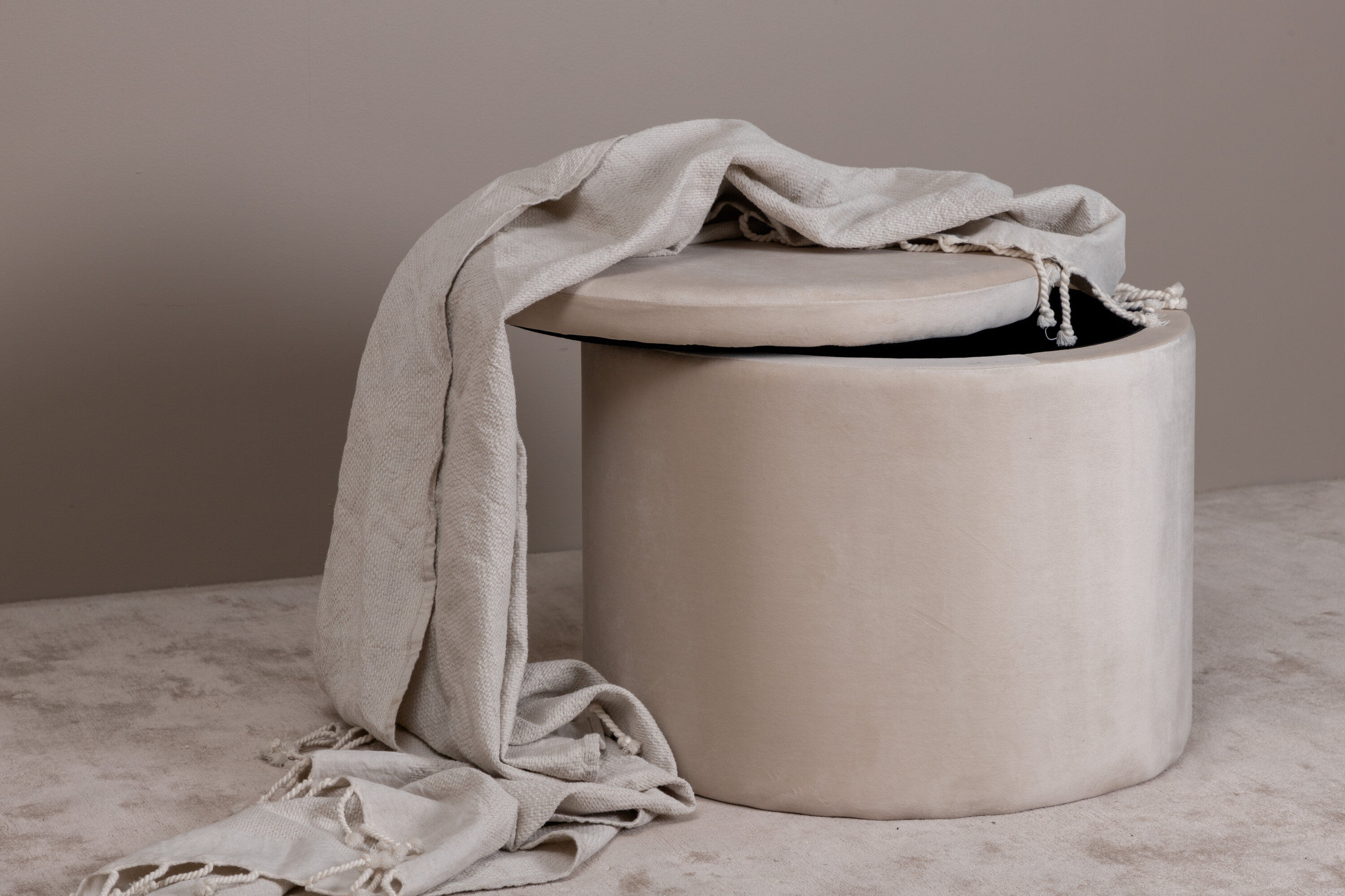Dunken Pouf Samt Beige 