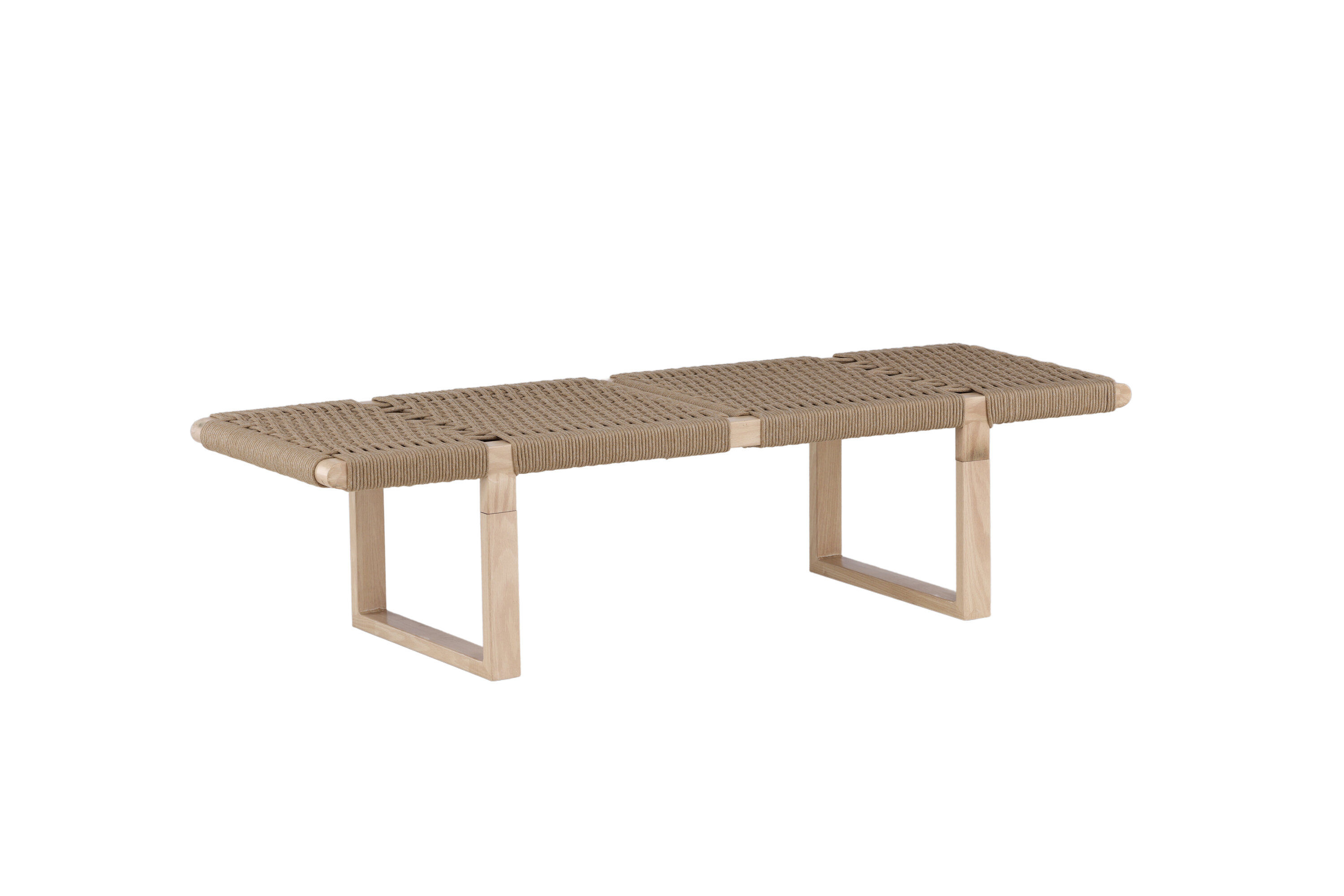 Ängön Bench White stained Rope Light natural