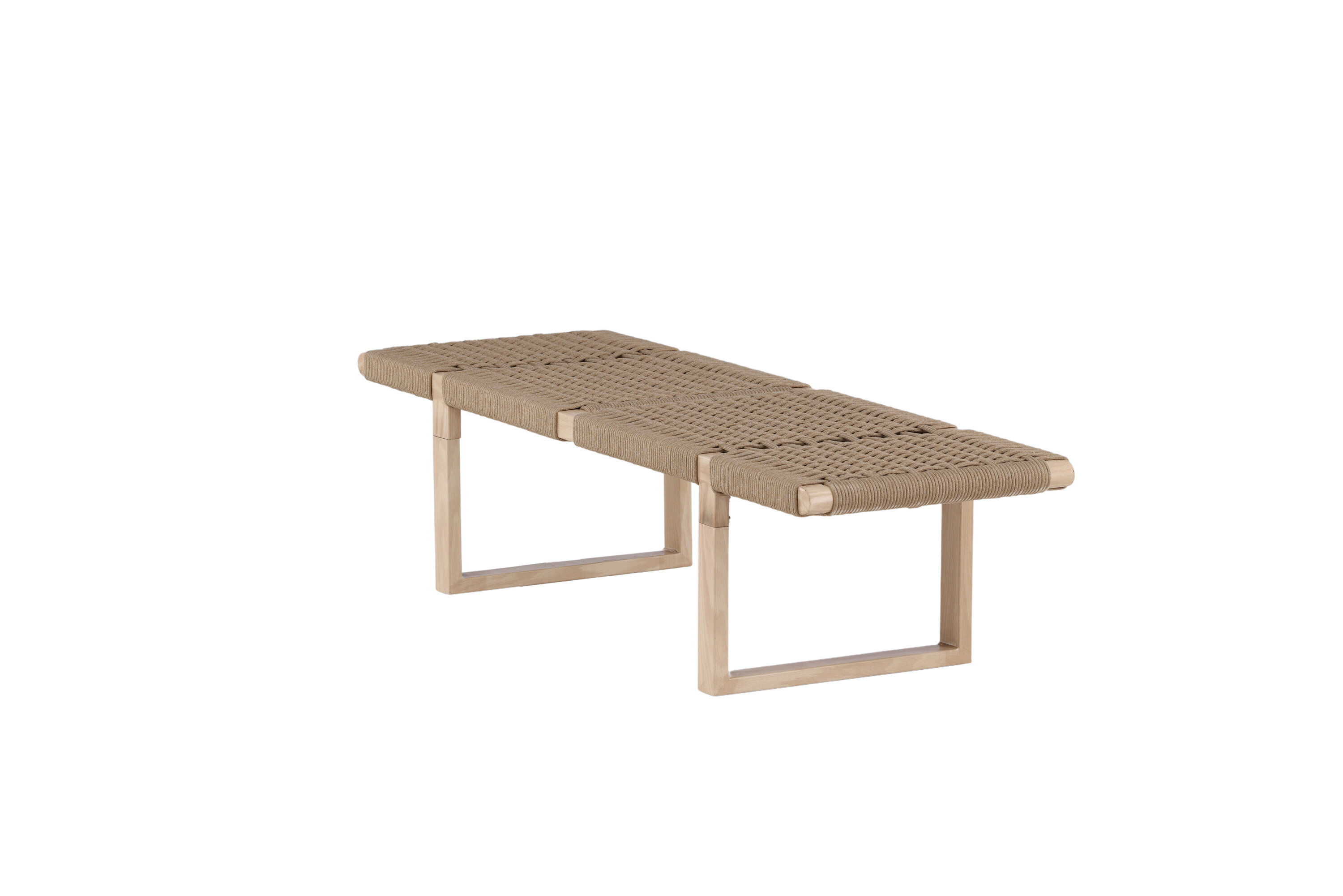 Ängön Bench White stained Rope Light natural