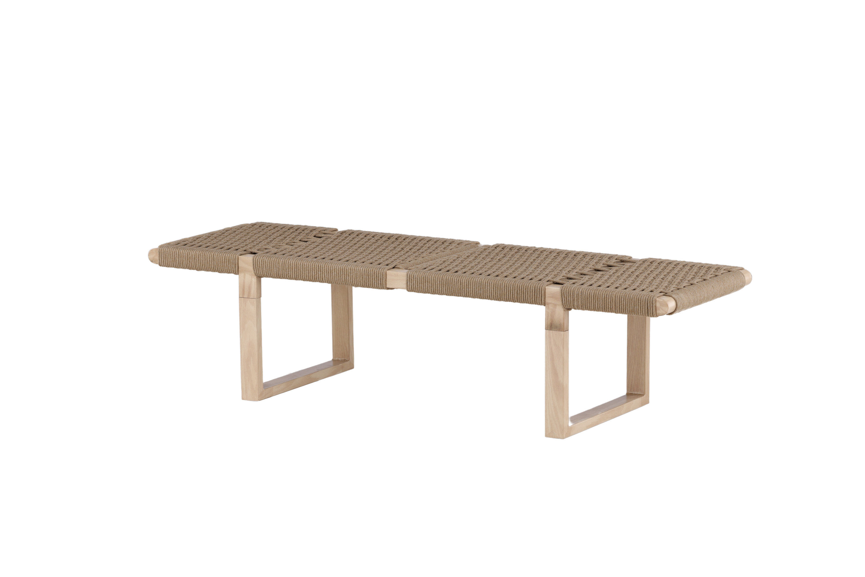 Ängön Bench White stained Rope Light natural