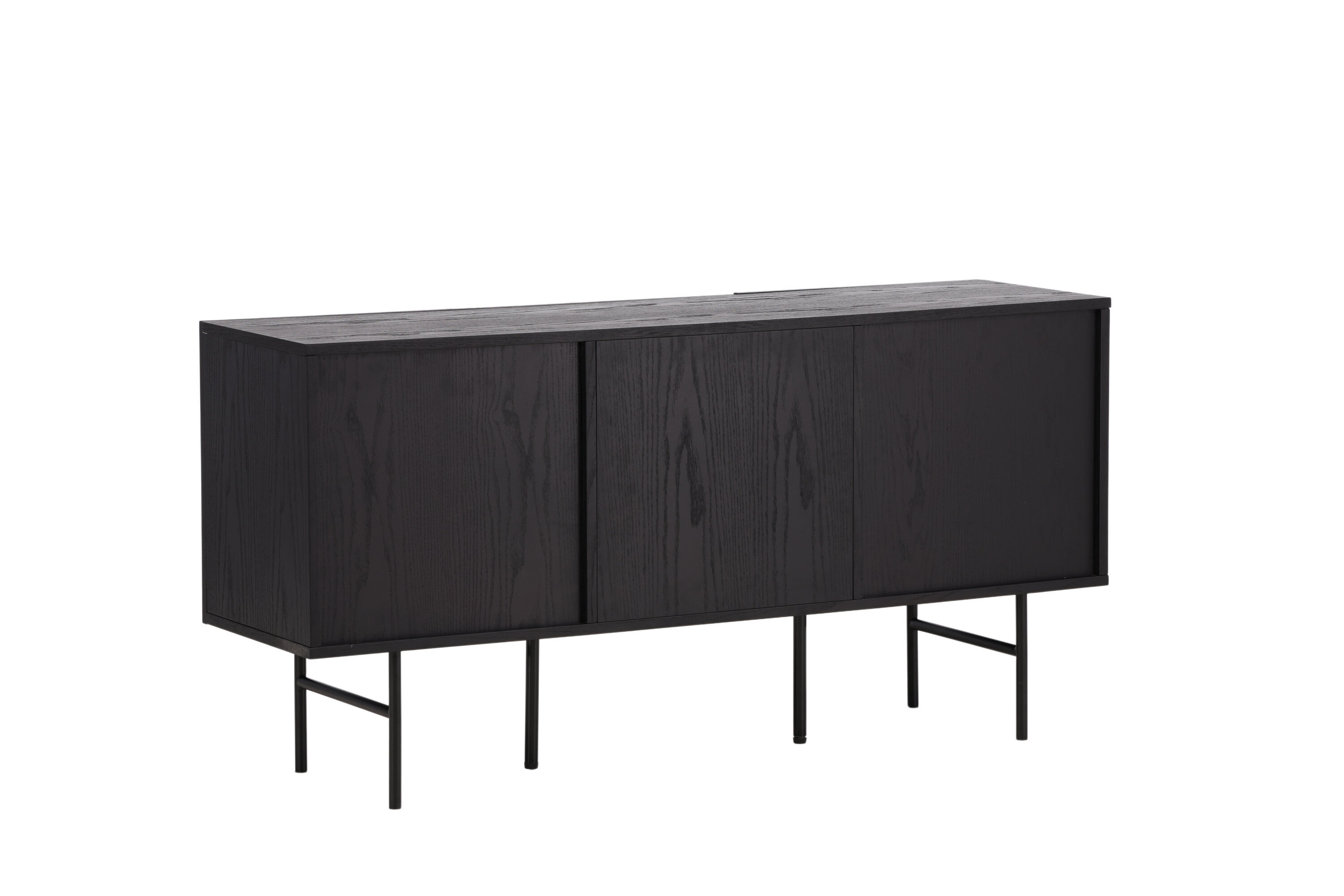 Björkön  Low Cabinet Wood Veneer Black/Oak